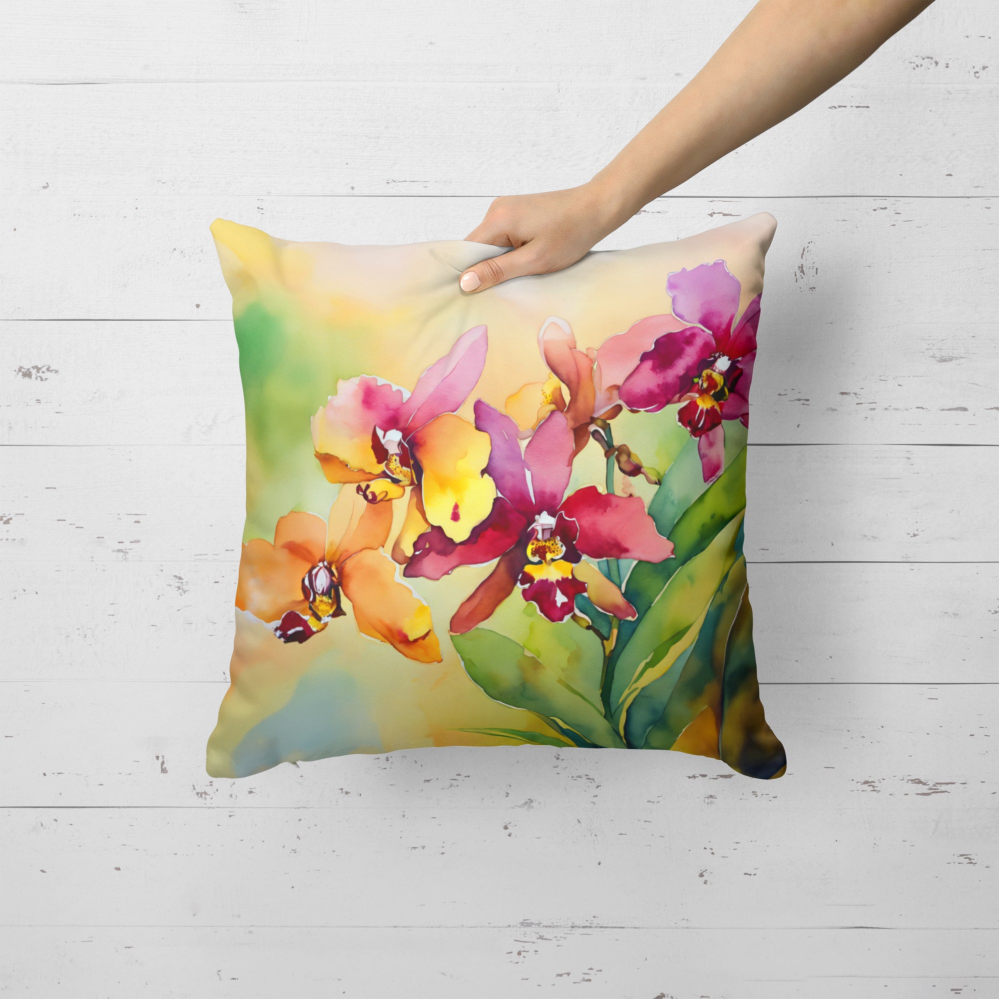 Buy this Orchids in Watercolor Throw Pillow