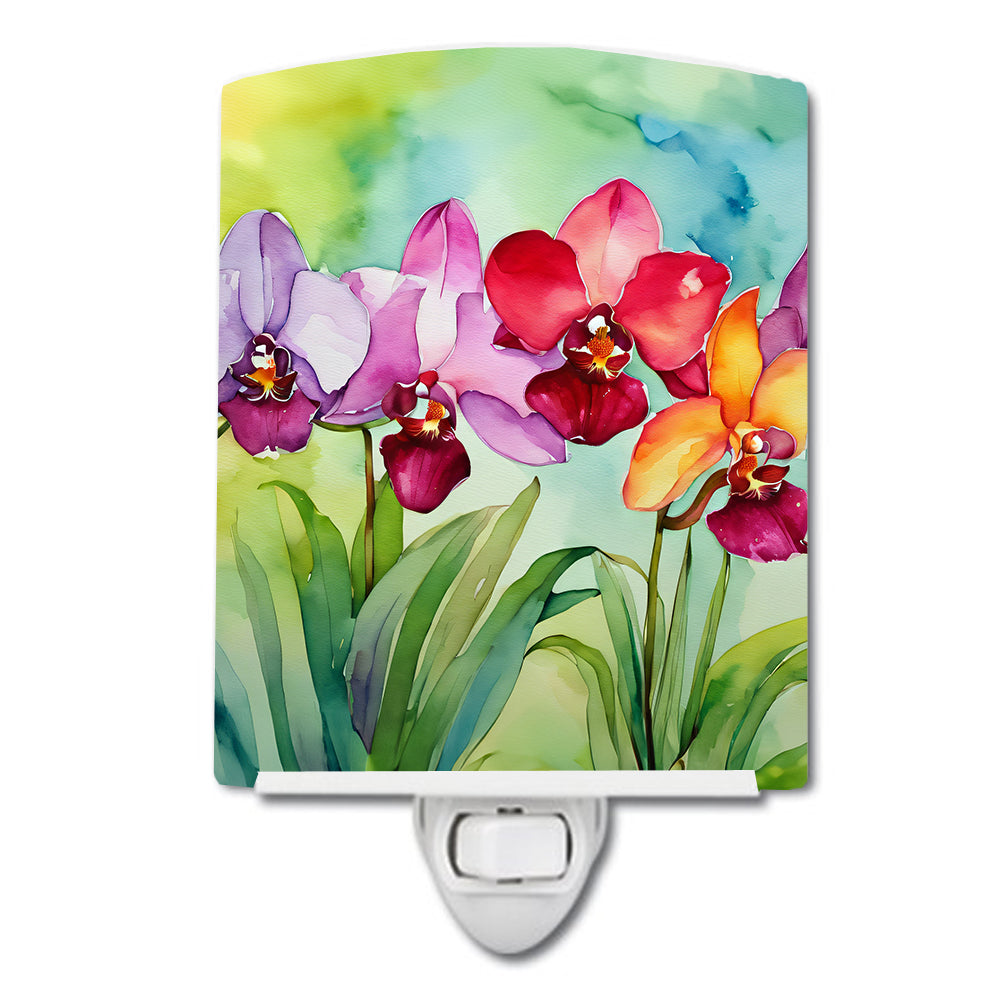 Buy this Orchids in Watercolor Ceramic Night Light