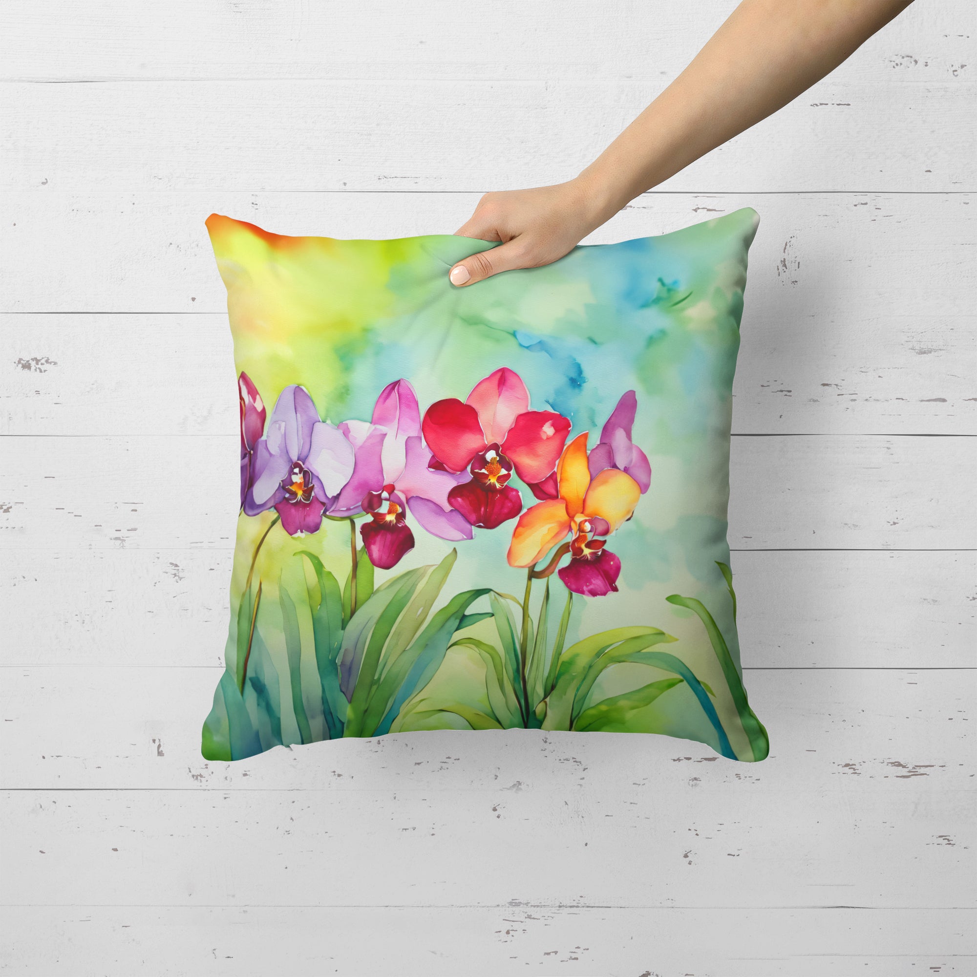 Buy this Orchids in Watercolor Throw Pillow