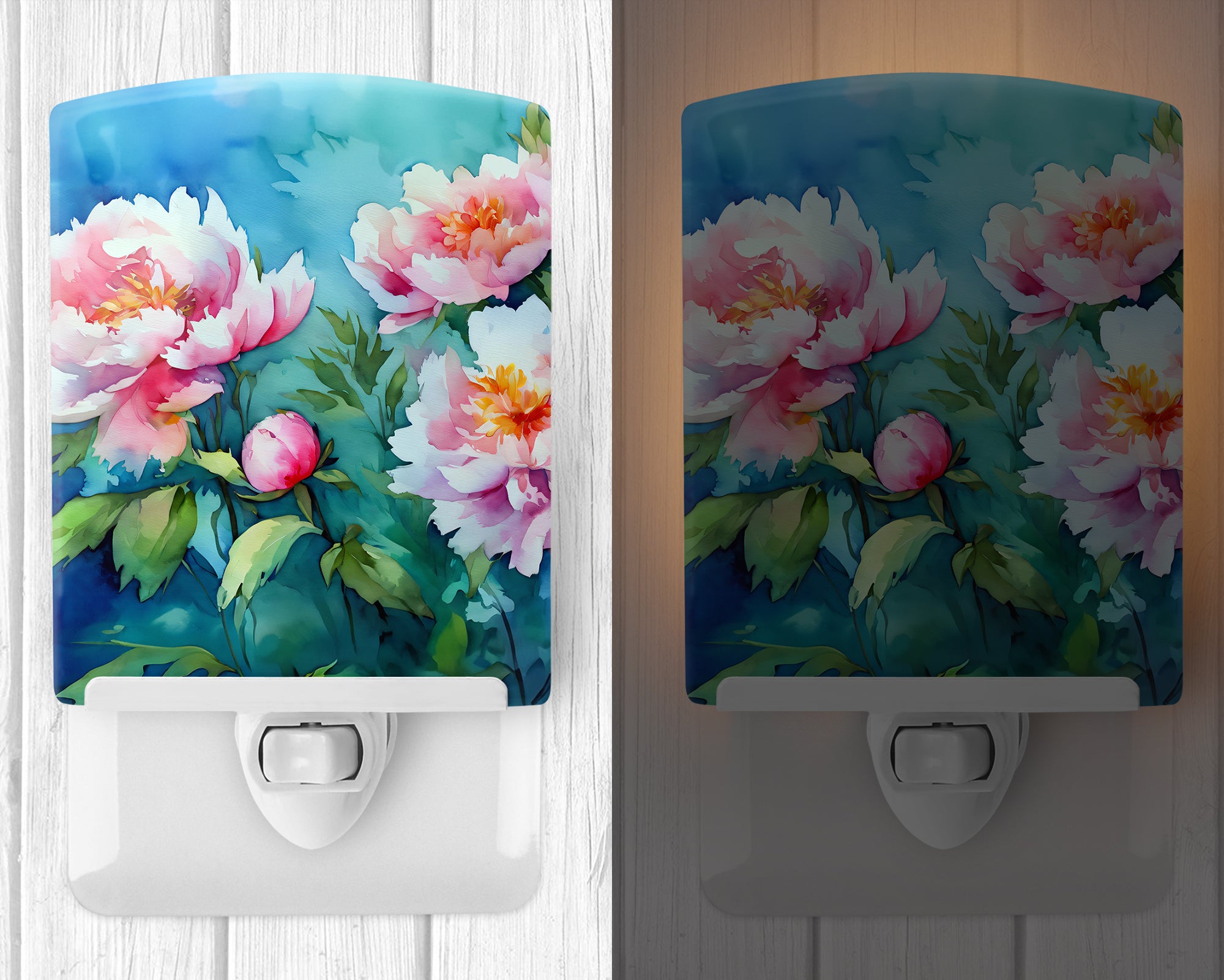 Buy this Peonies in Watercolor Ceramic Night Light