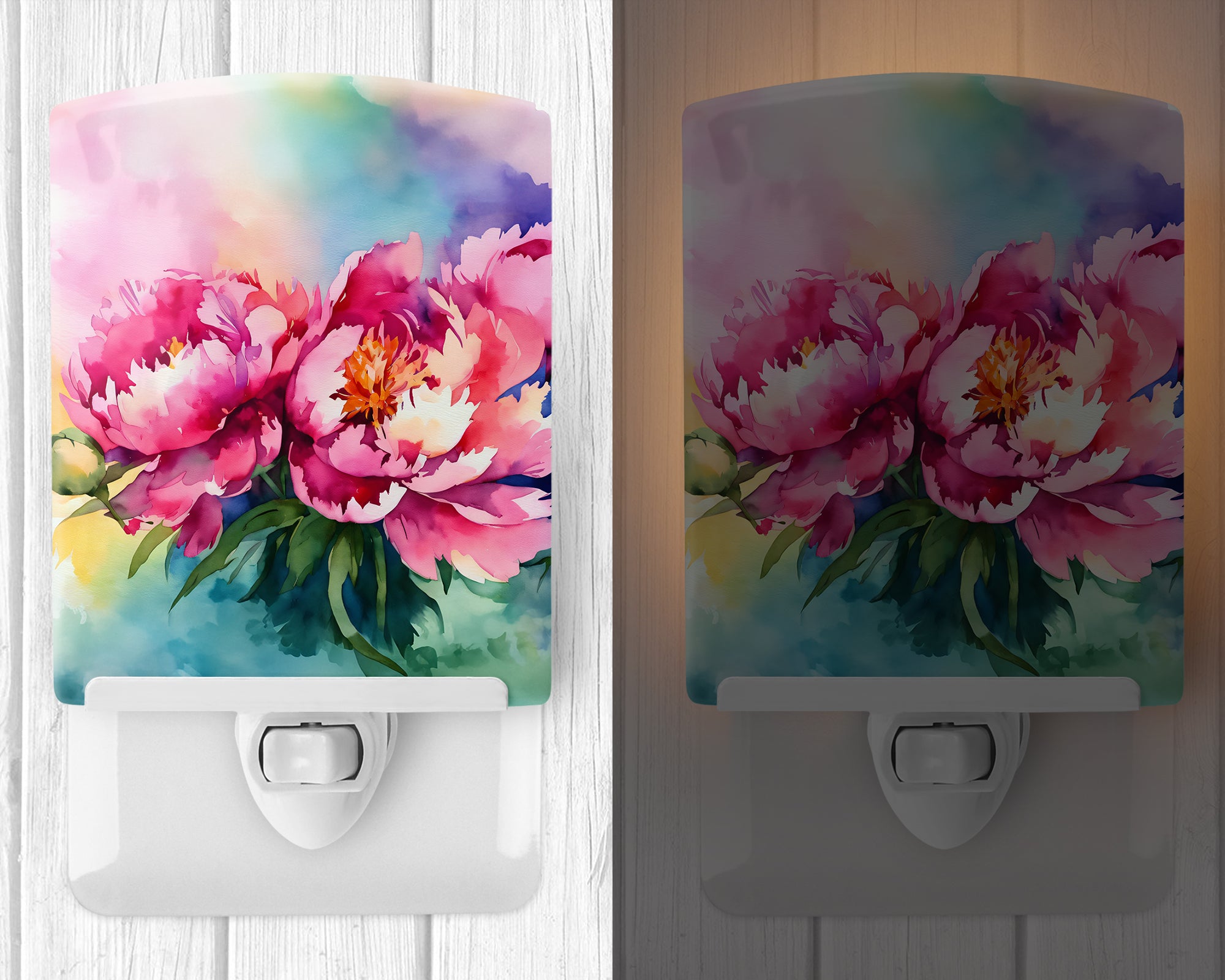 Buy this Peonies in Watercolor Ceramic Night Light