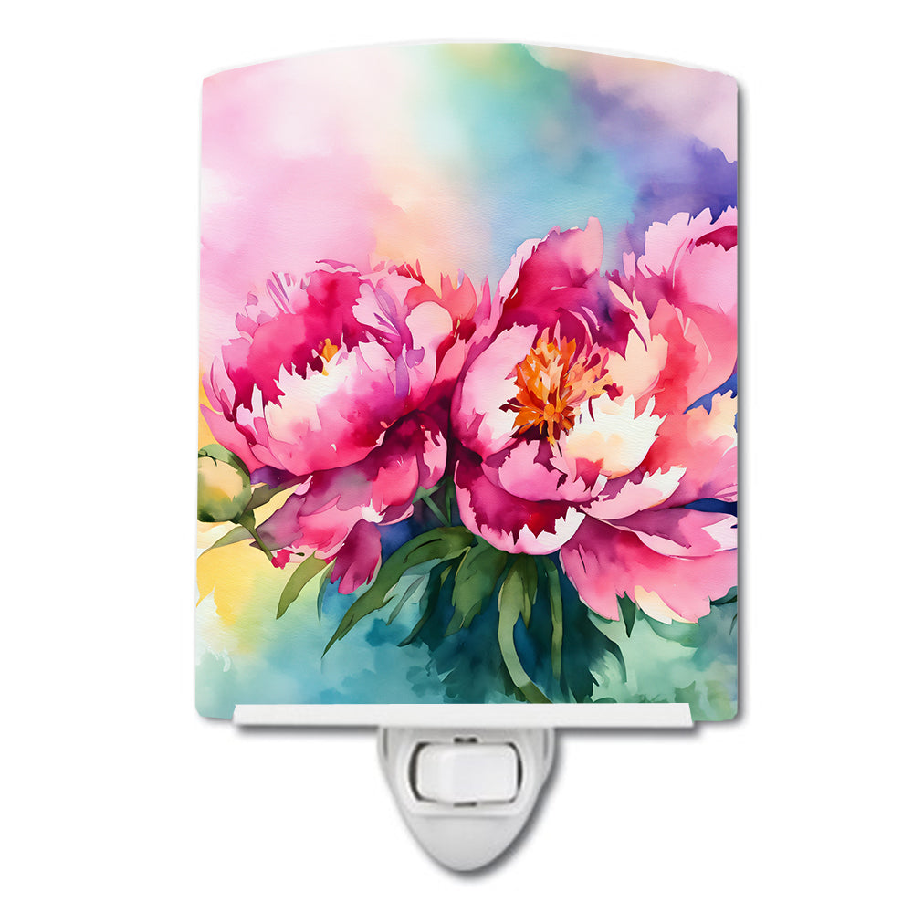 Buy this Peonies in Watercolor Ceramic Night Light