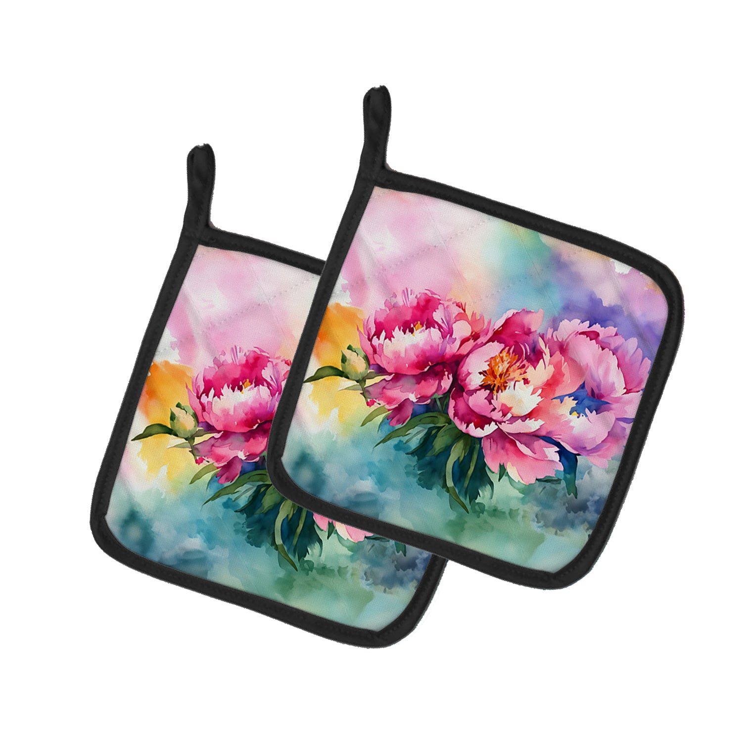 Buy this Peonies in Watercolor Pair of Pot Holders