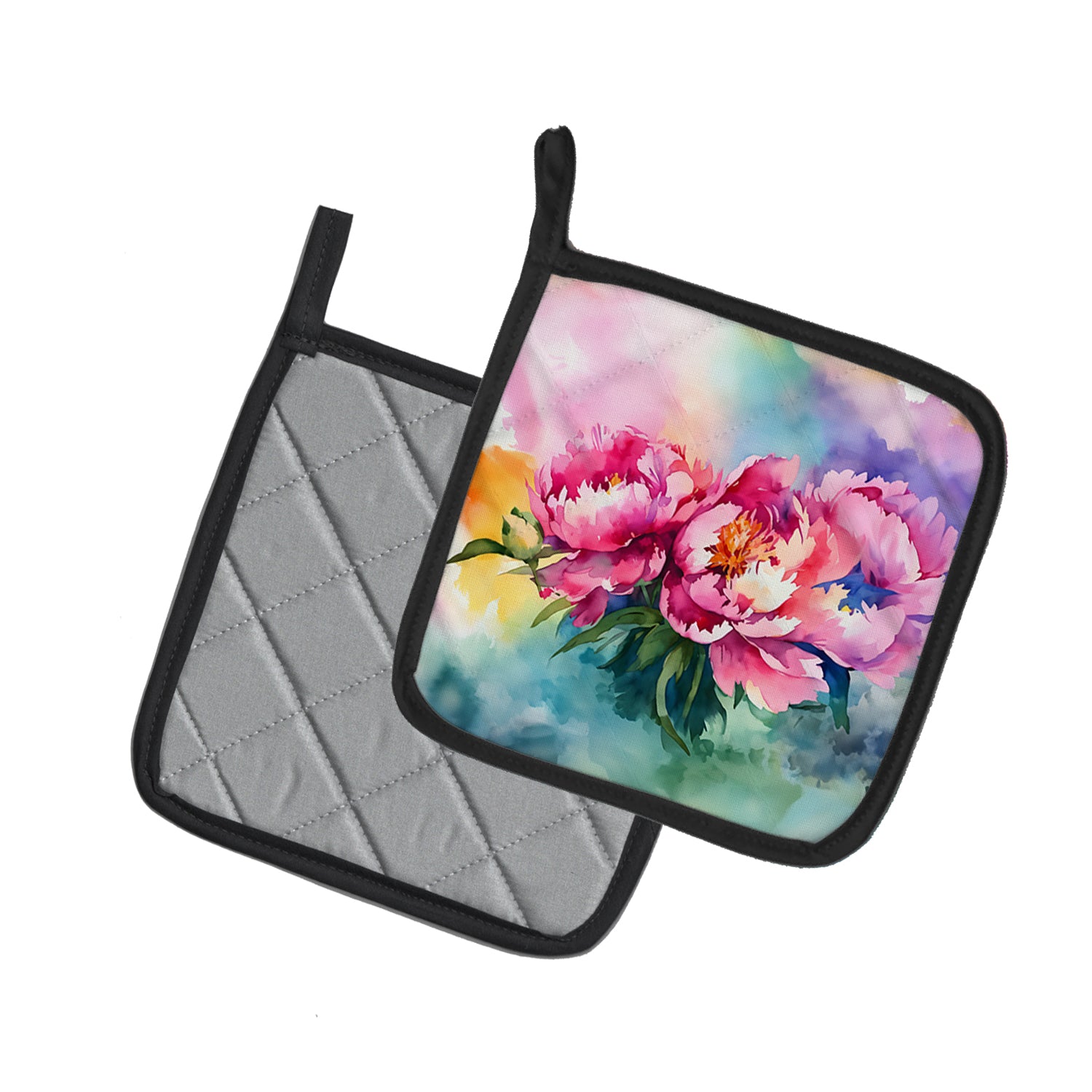 Buy this Peonies in Watercolor Pair of Pot Holders