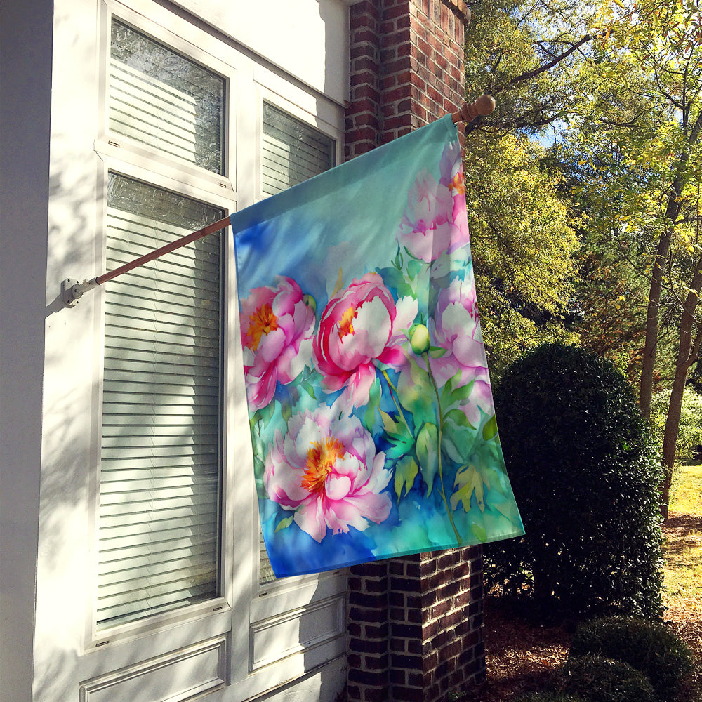 Buy this Peonies in Watercolor House Flag