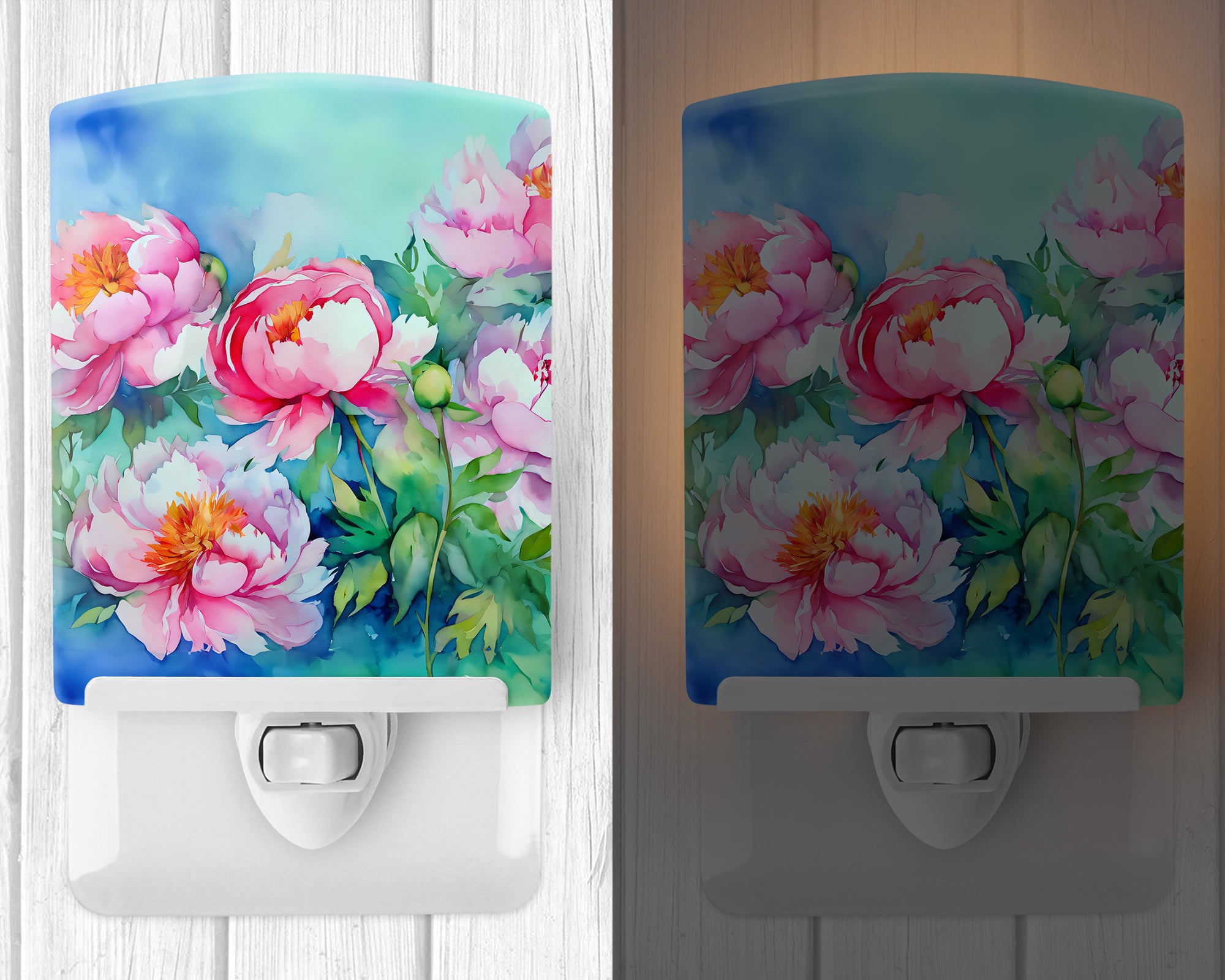 Buy this Peonies in Watercolor Ceramic Night Light