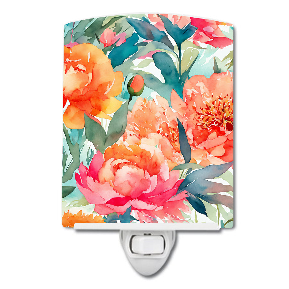 Buy this Peonies in Watercolor Ceramic Night Light