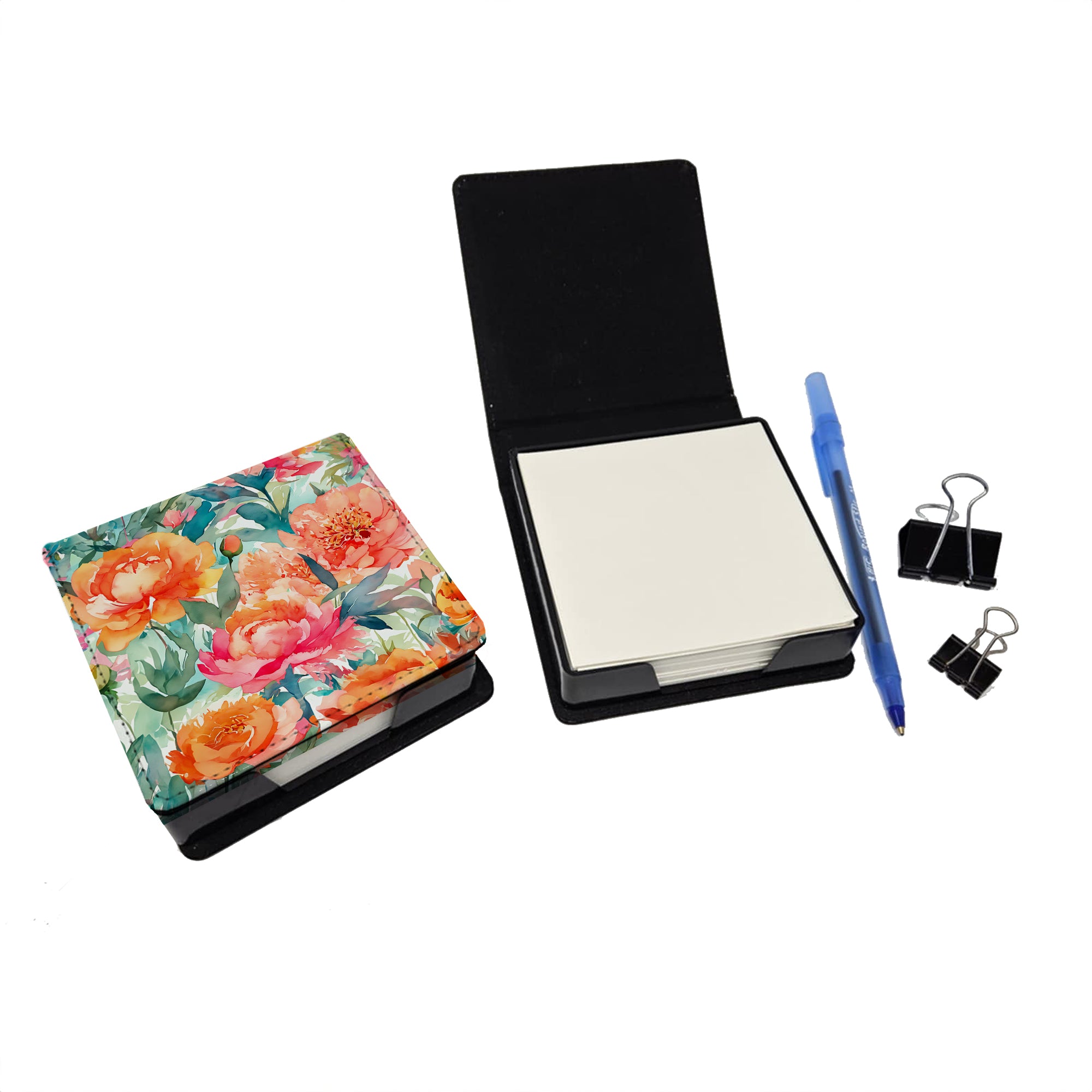 Buy this Peonies in Watercolor PU Leather Note Paper Holder