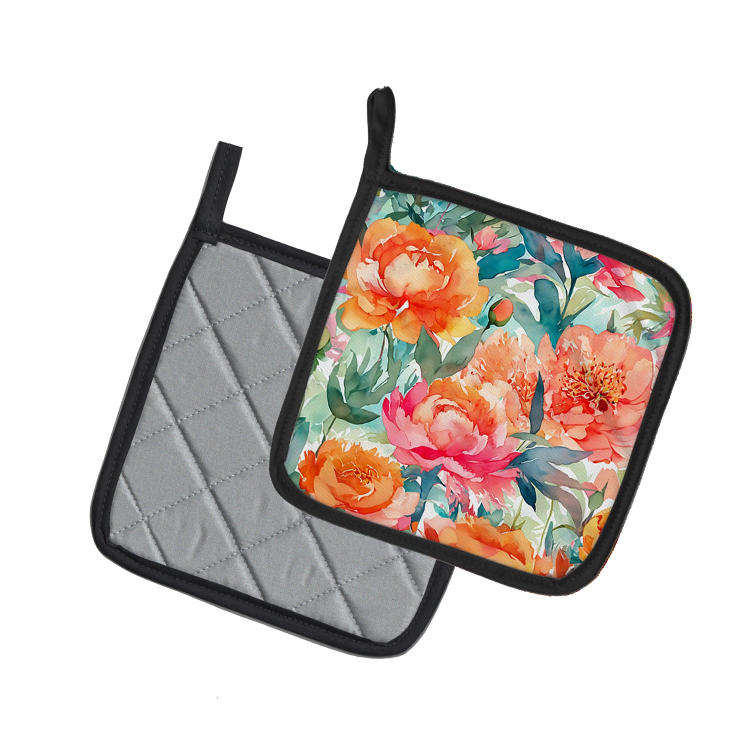 Buy this Peonies in Watercolor Pair of Pot Holders