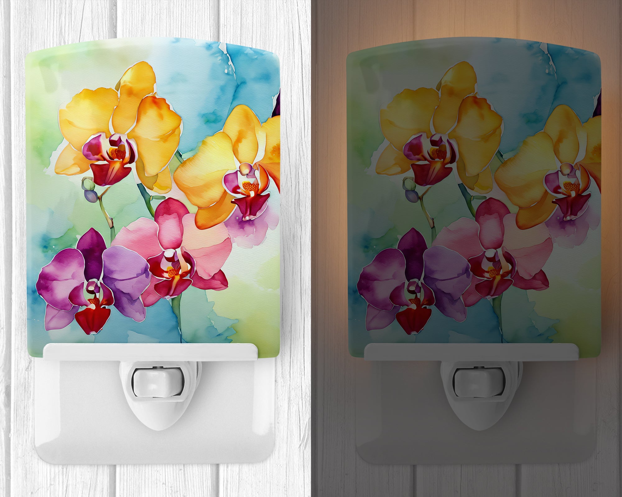 Buy this Orchids in Watercolor Ceramic Night Light