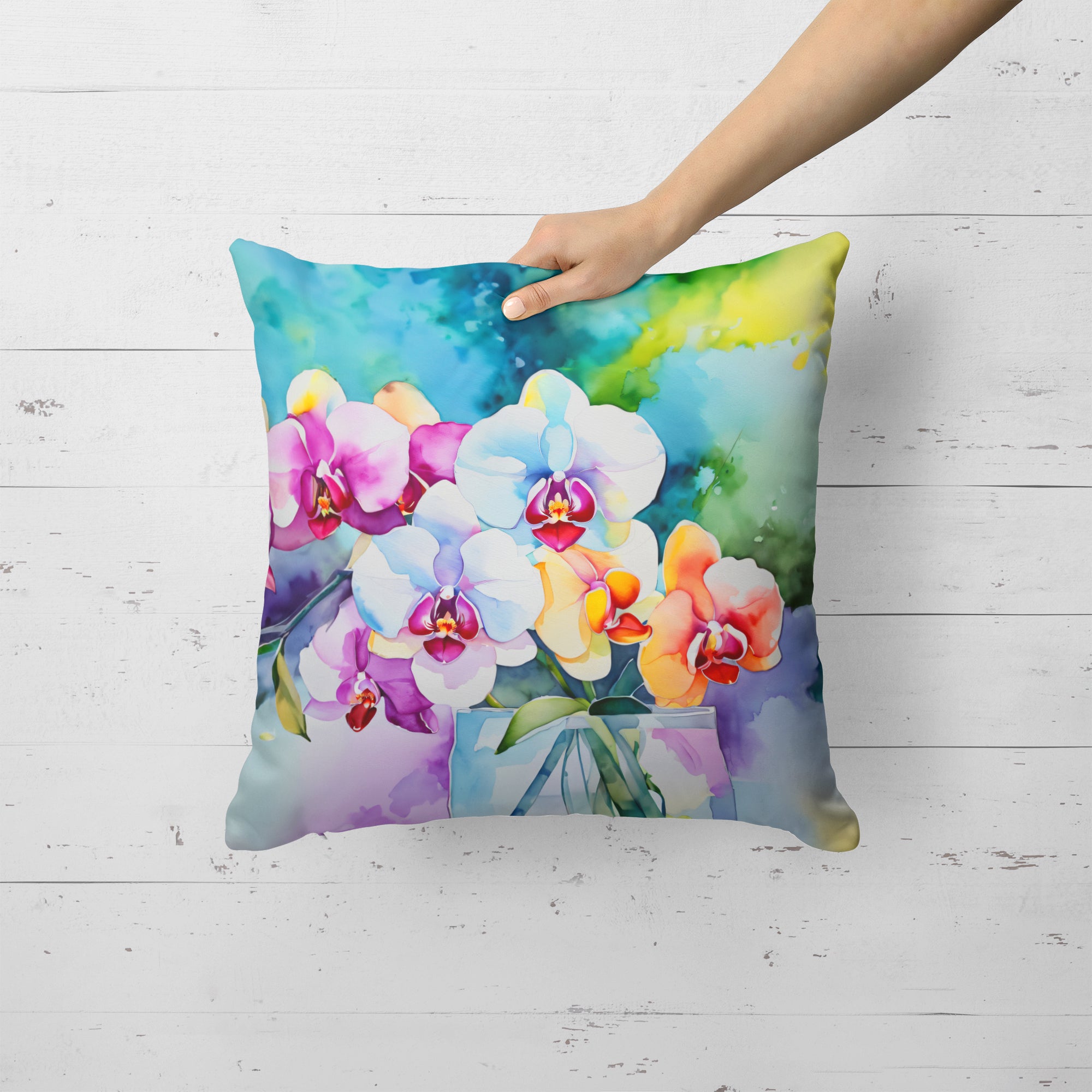 Buy this Orchids in Watercolor Throw Pillow