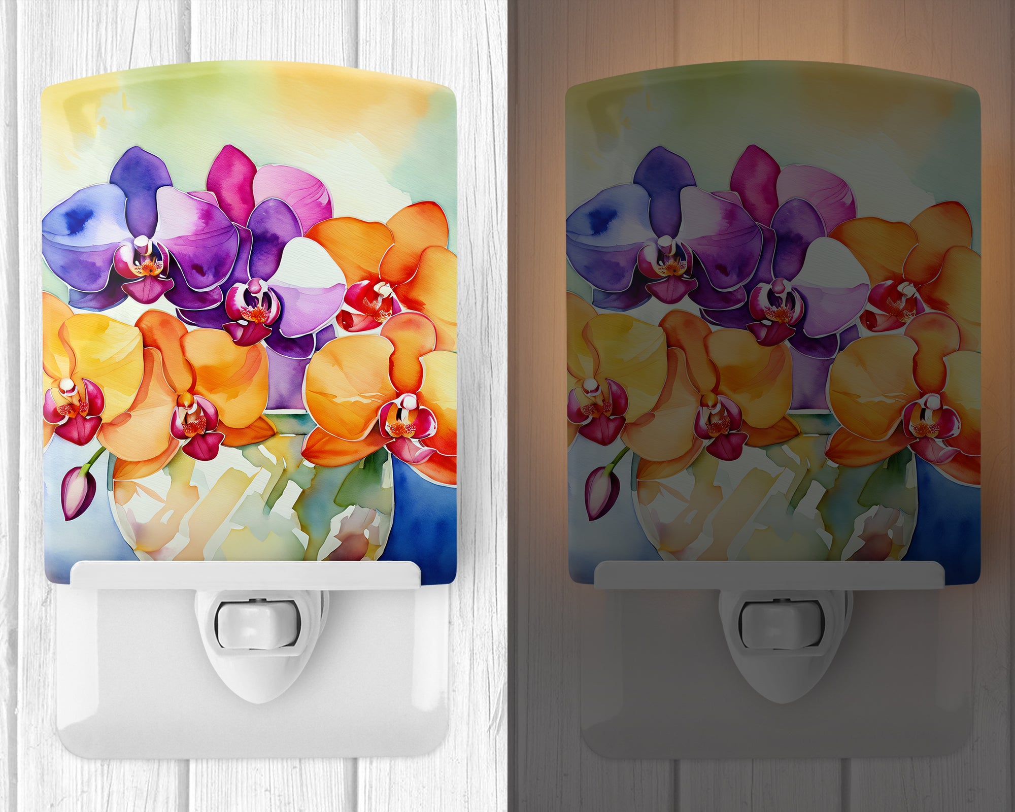 Buy this Orchids in Watercolor Ceramic Night Light