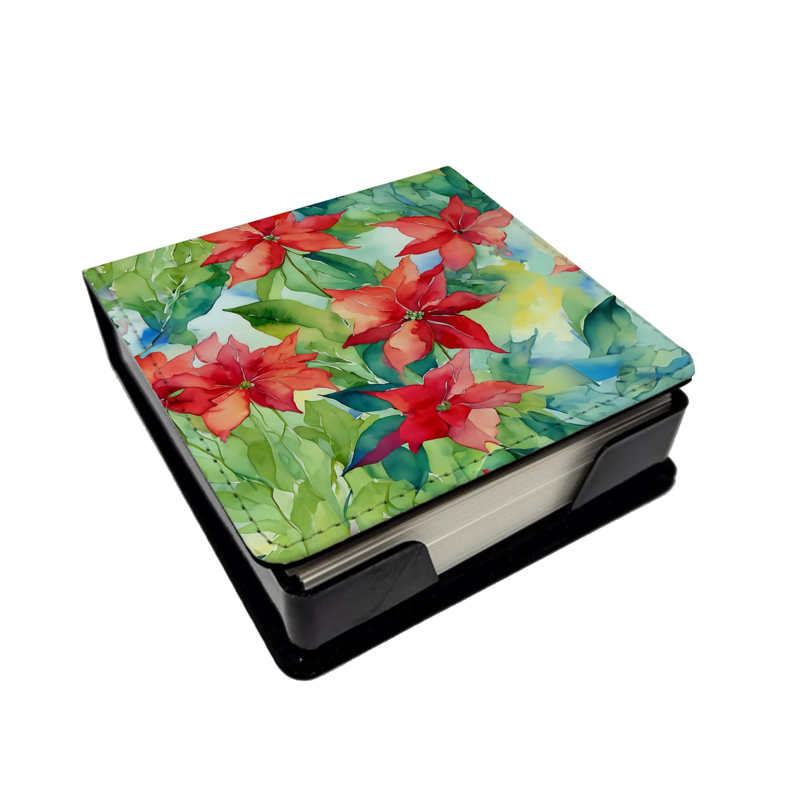 Buy this Poinsettias in Watercolor PU Leather Note Paper Holder