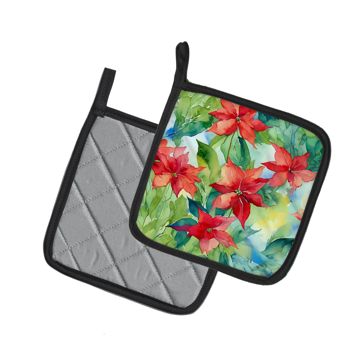 Buy this Poinsettias in Watercolor Pair of Pot Holders