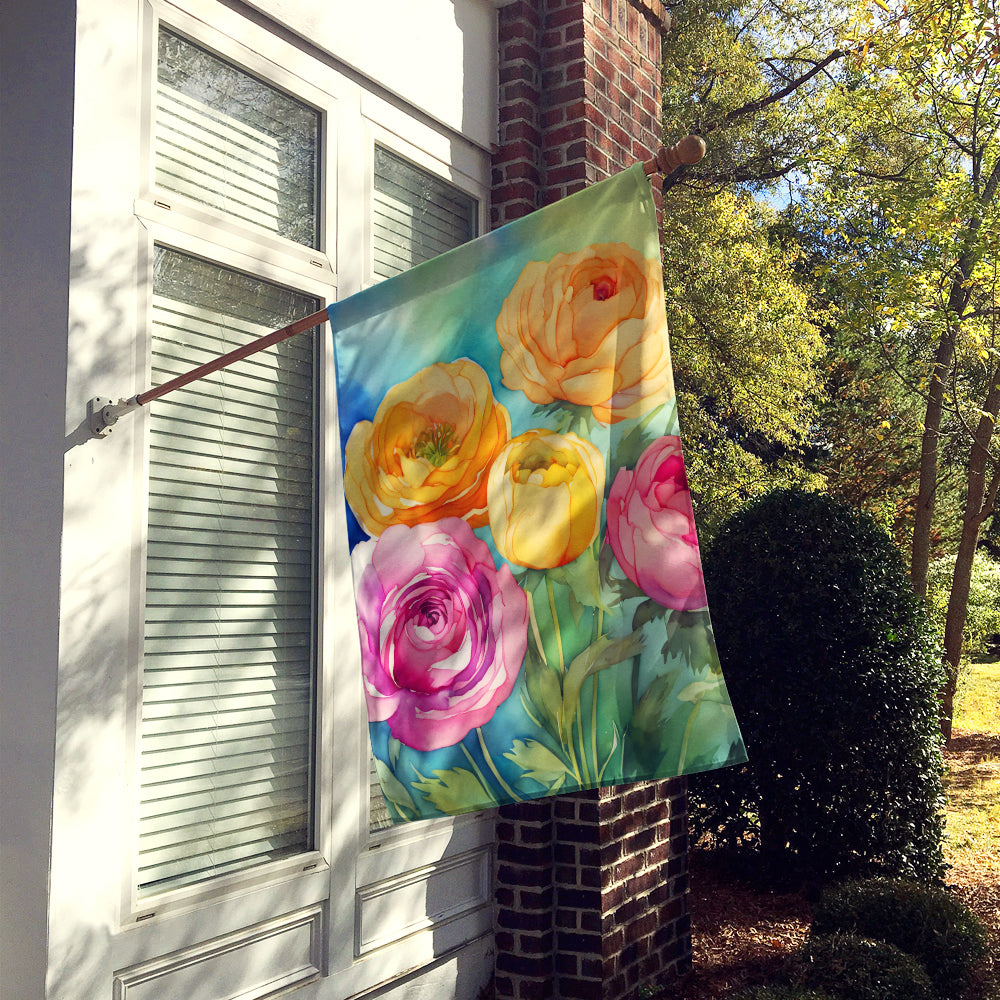 Ranunculus in Watercolor House Flag