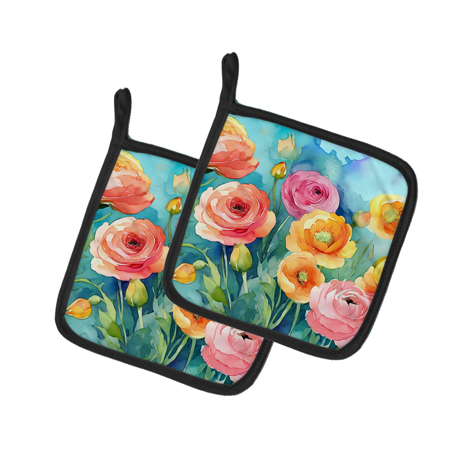 Buy this Ranunculus in Watercolor Pair of Pot Holders