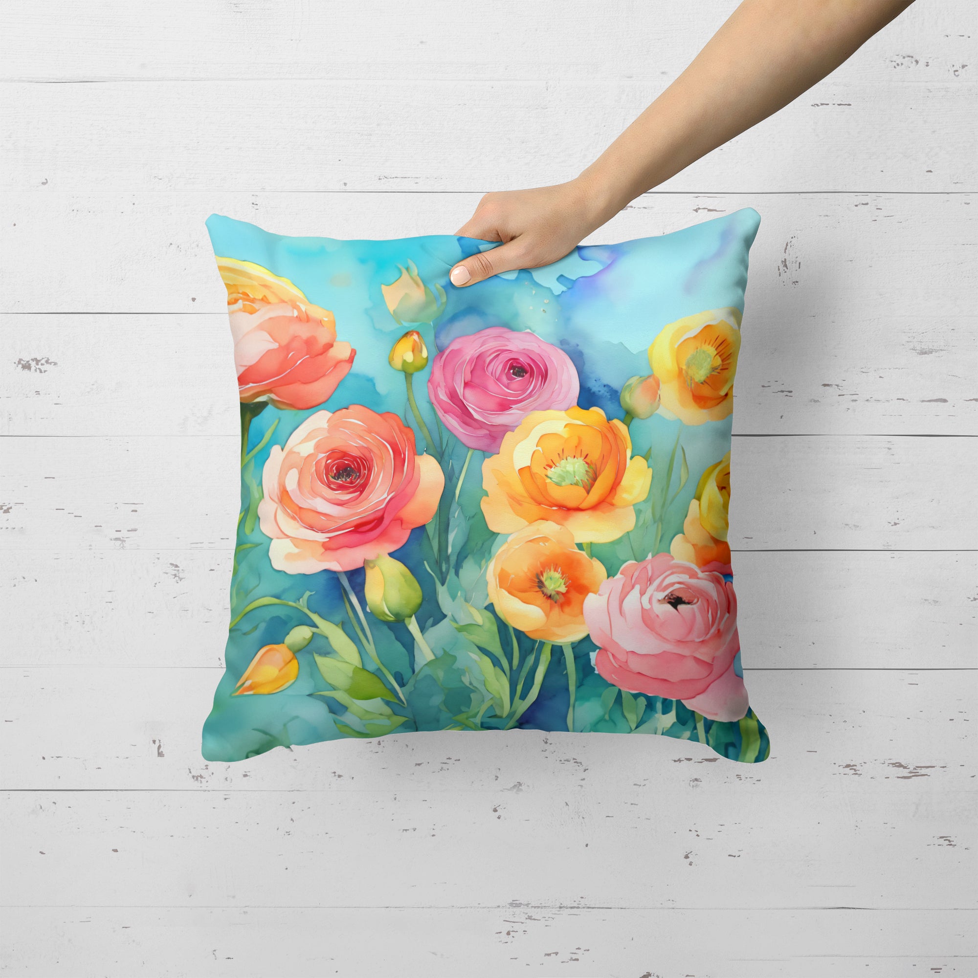 Buy this Ranunculus in Watercolor Throw Pillow