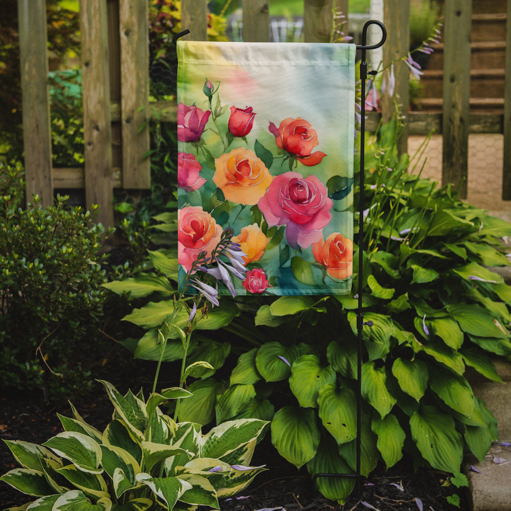 Roses in Watercolor Garden Flag