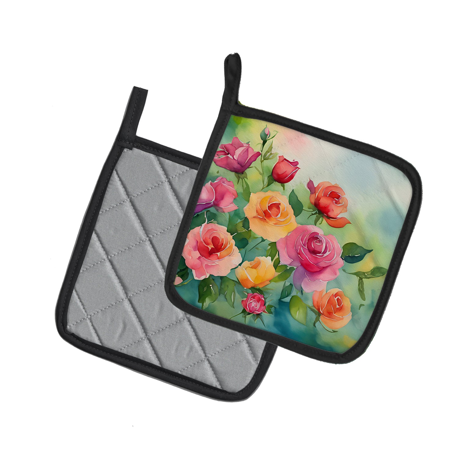 Buy this Roses in Watercolor Pair of Pot Holders