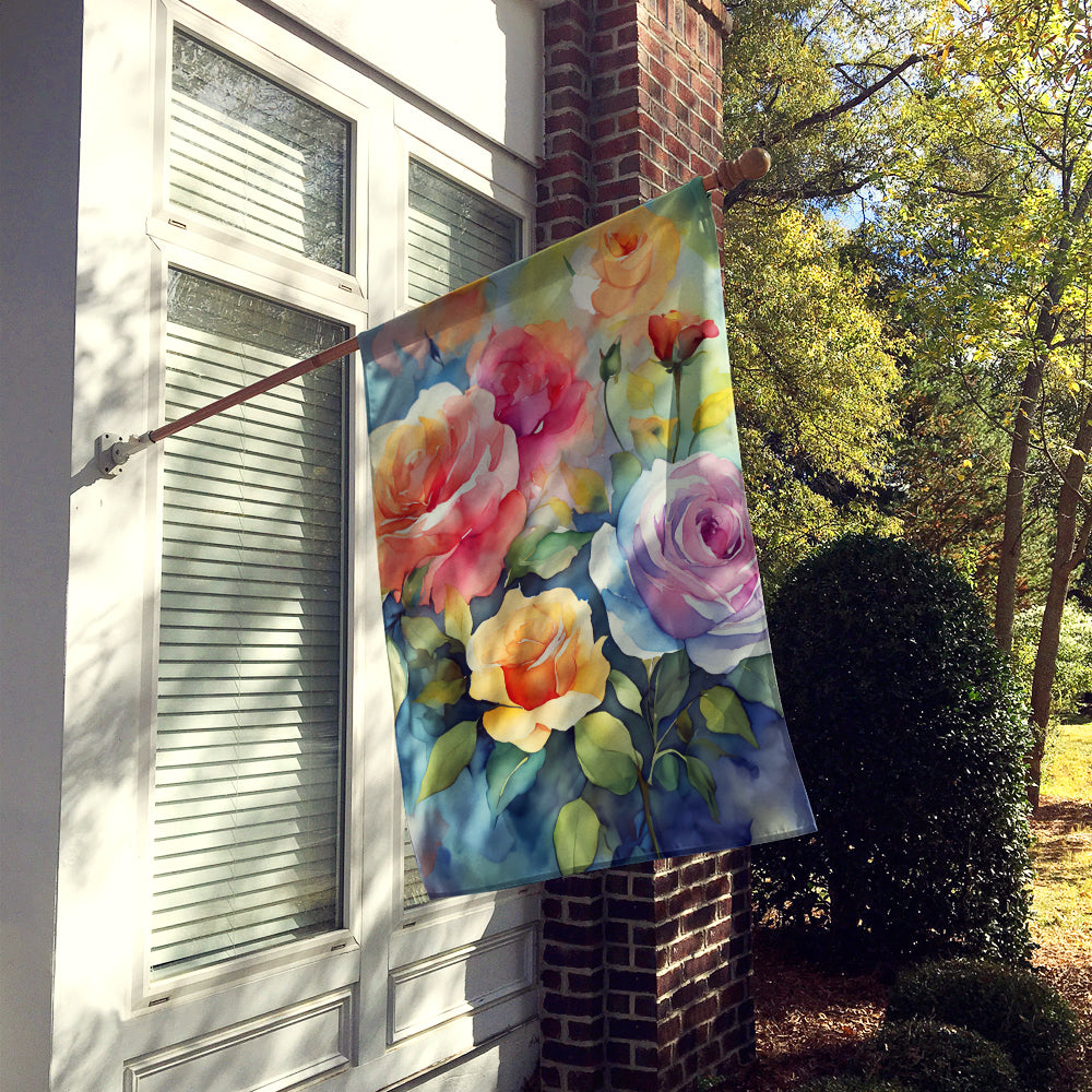 Buy this Roses in Watercolor House Flag