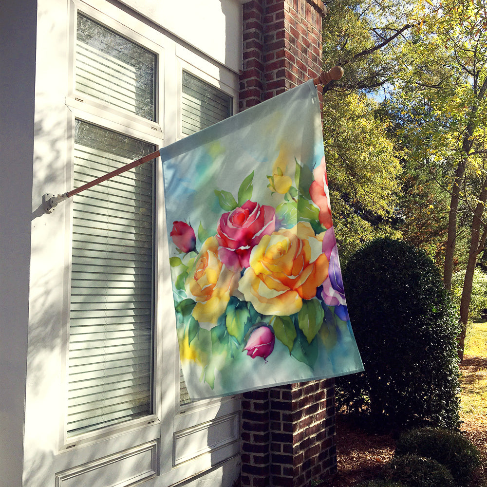 Roses in Watercolor House Flag