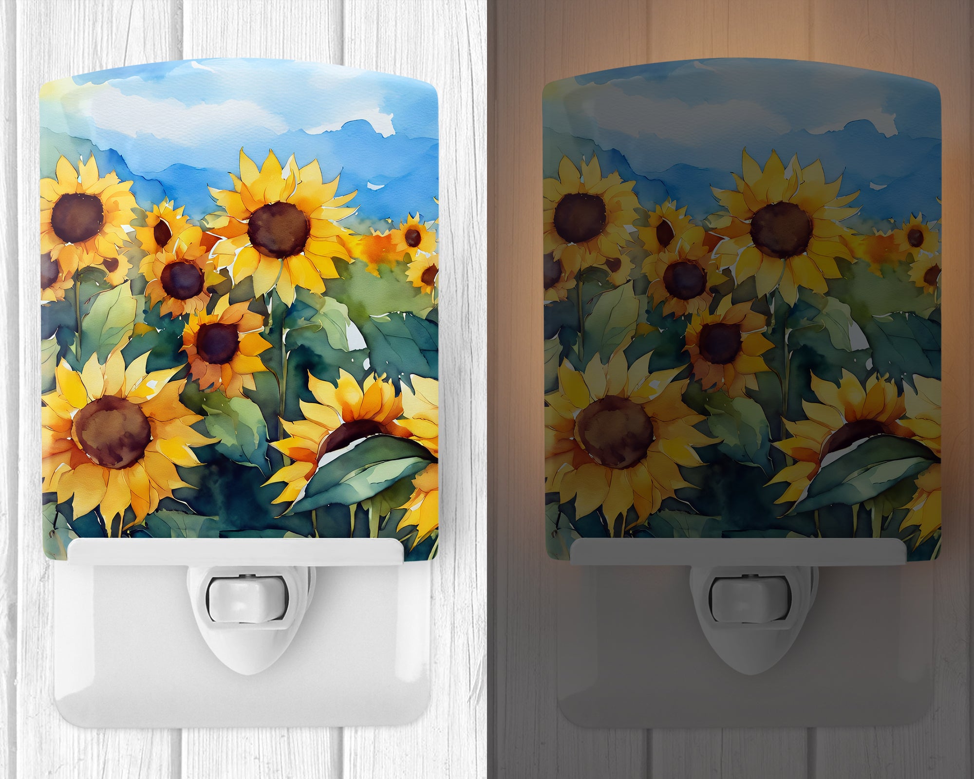 Buy this Sunflowers in Watercolor Ceramic Night Light