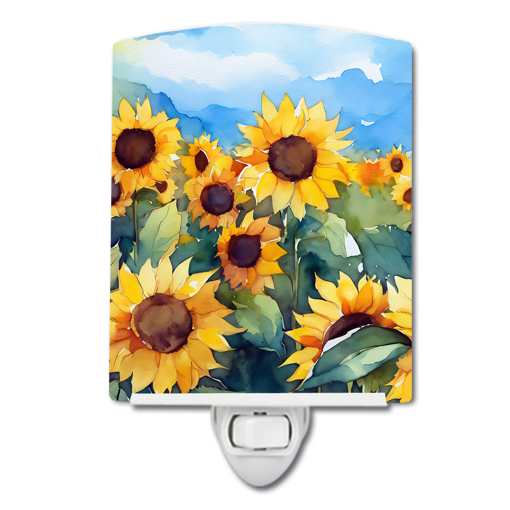 Buy this Sunflowers in Watercolor Ceramic Night Light