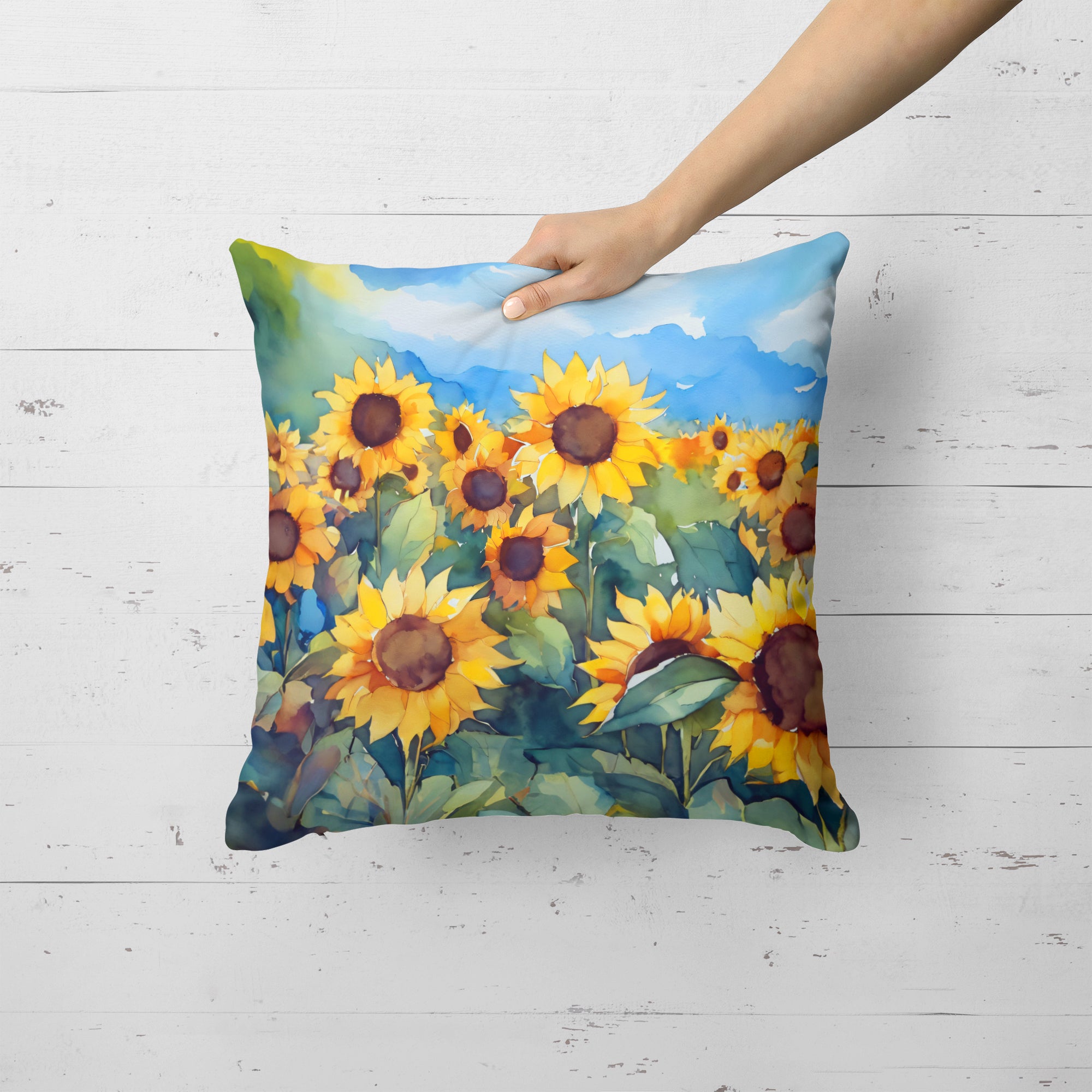 Buy this Sunflowers in Watercolor Throw Pillow