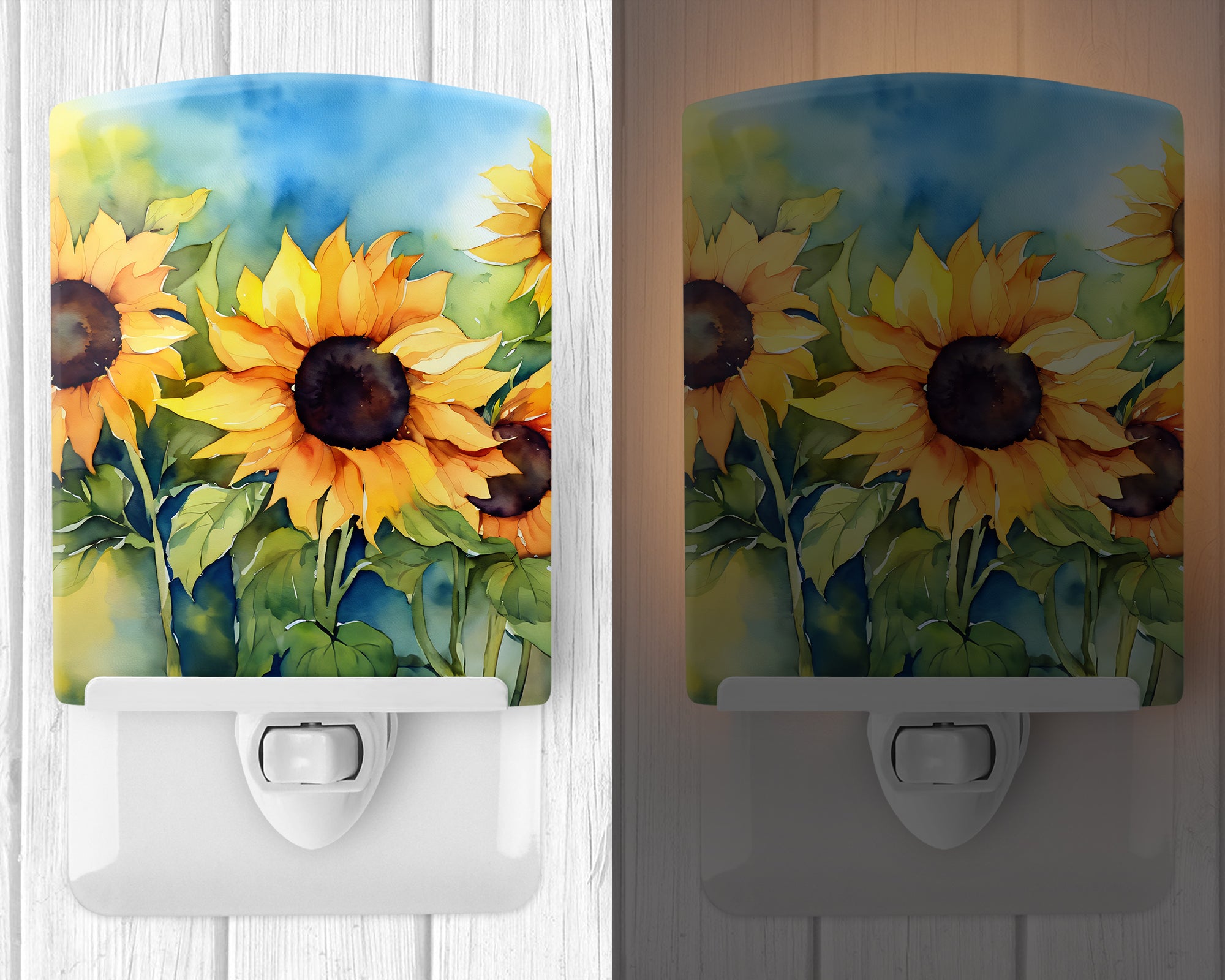 Buy this Sunflowers in Watercolor Ceramic Night Light