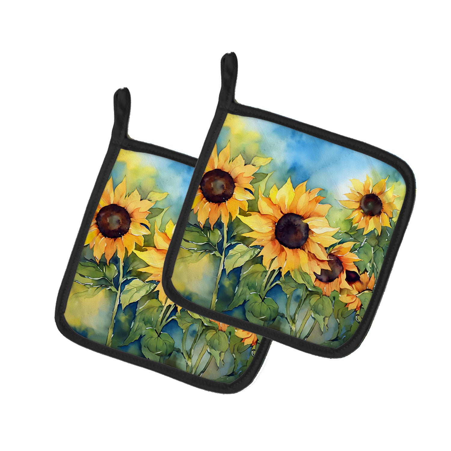 Buy this Sunflowers in Watercolor Pair of Pot Holders