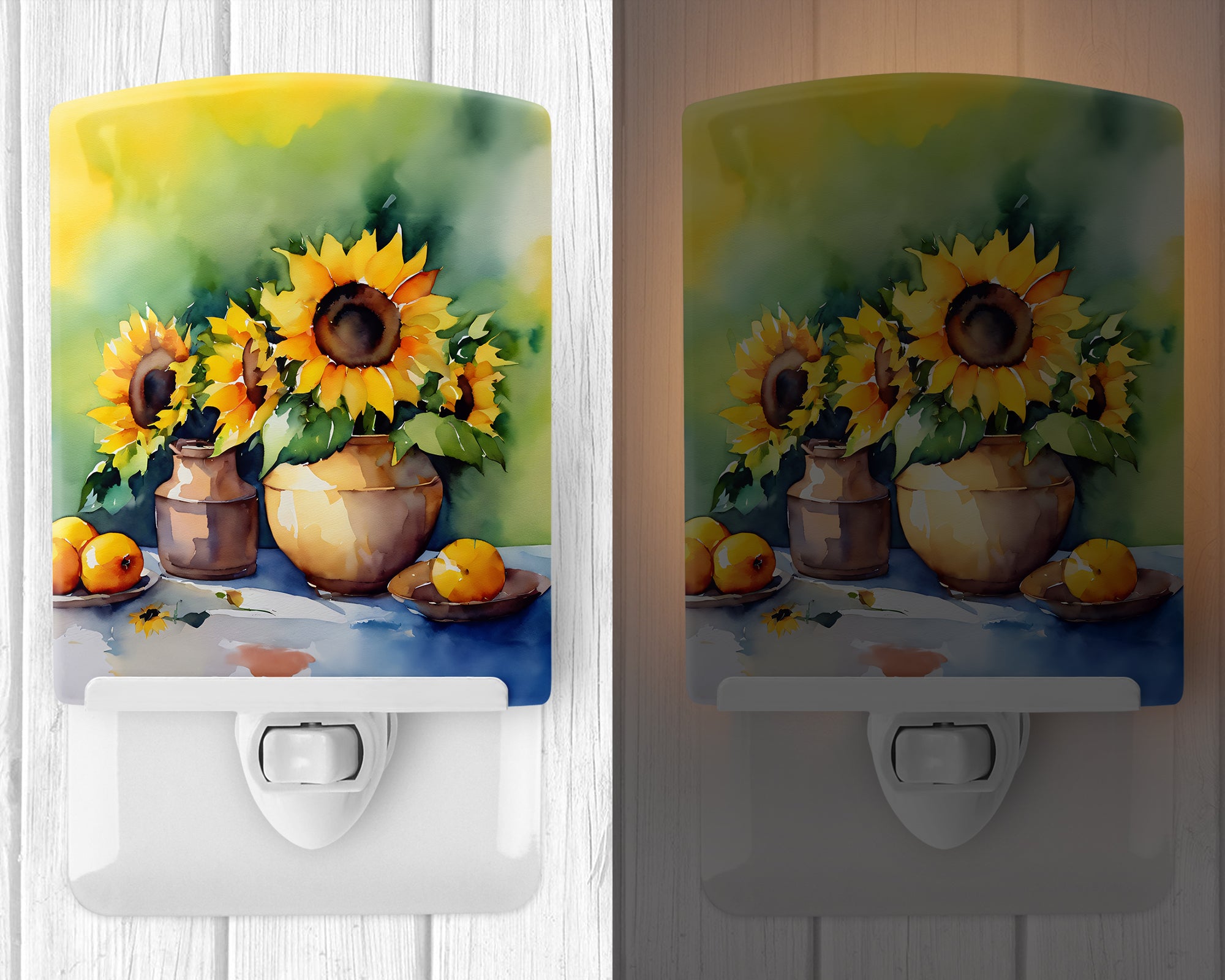 Buy this Sunflowers in Watercolor Ceramic Night Light