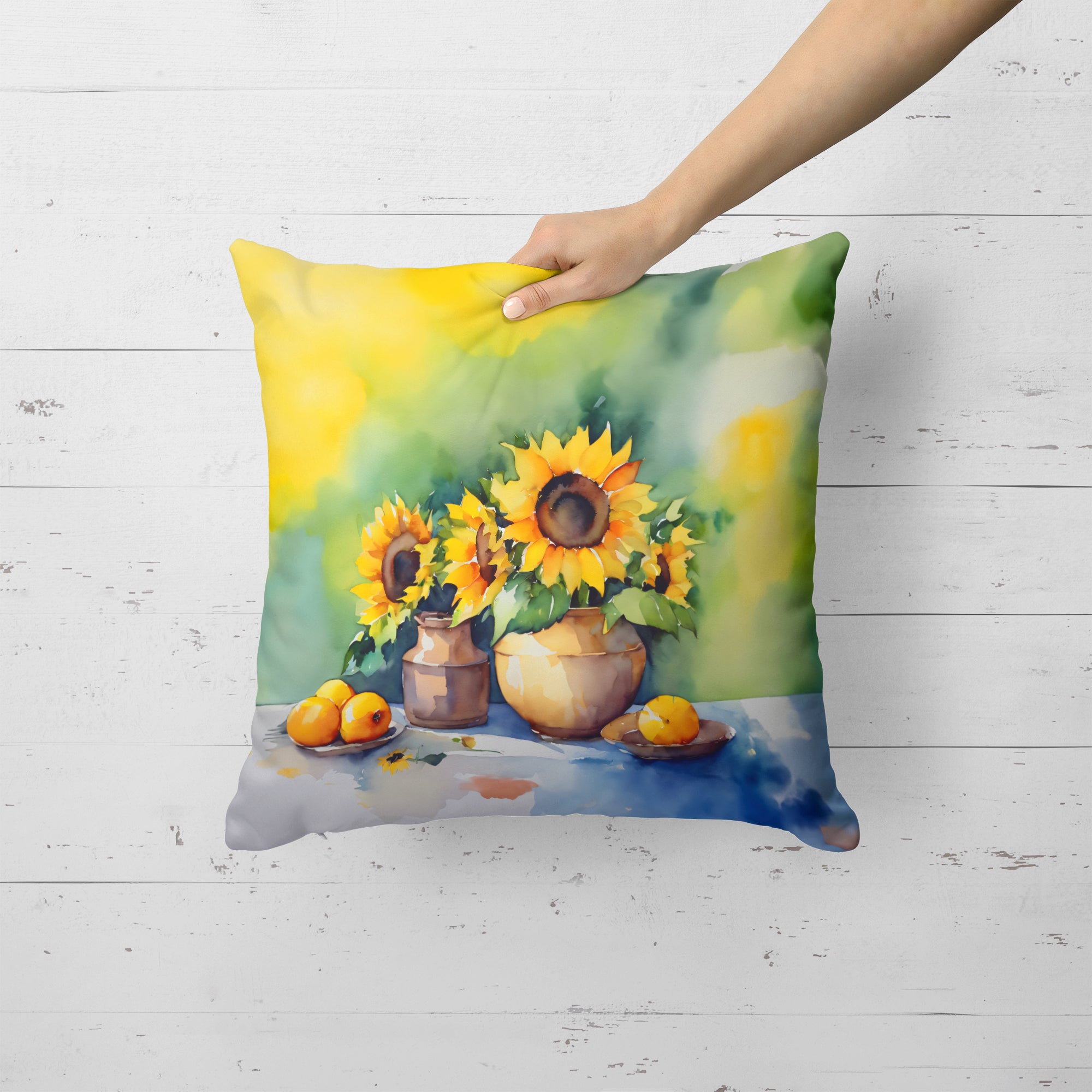 Buy this Sunflowers in Watercolor Throw Pillow