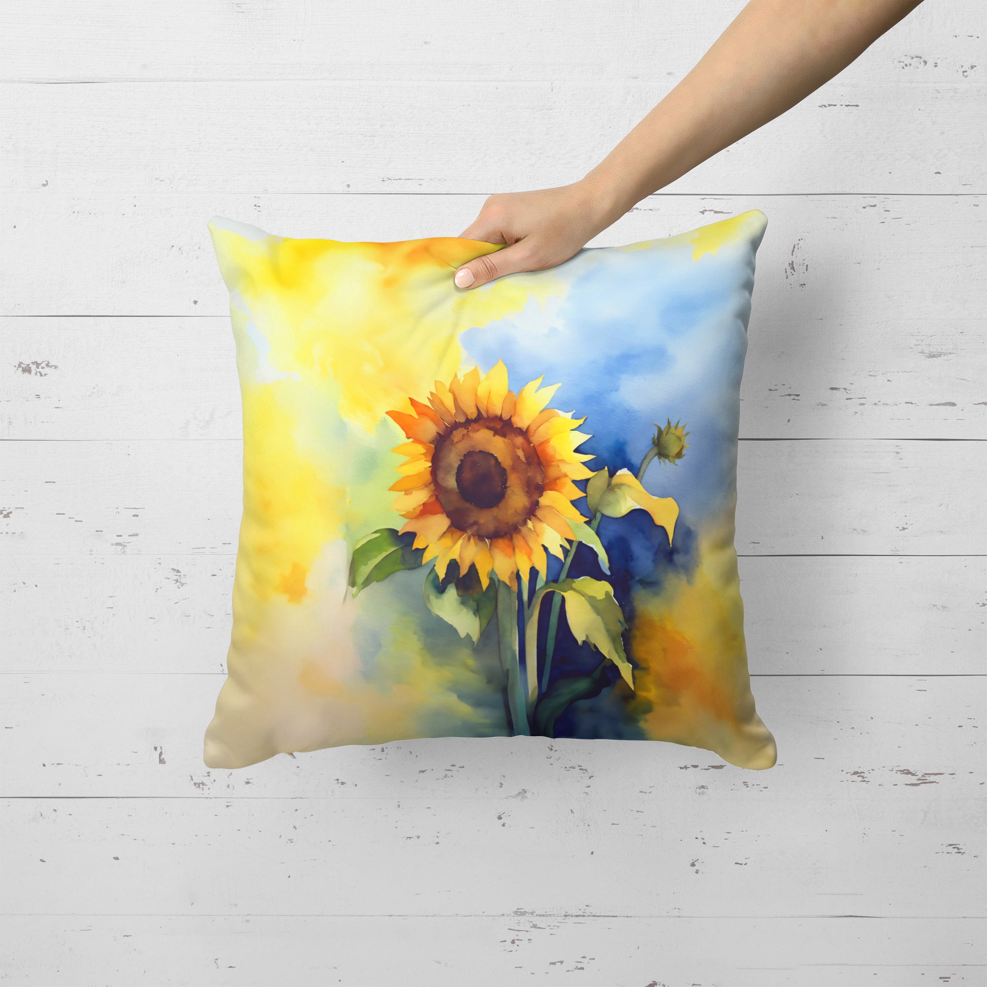 Buy this Sunflowers in Watercolor Throw Pillow