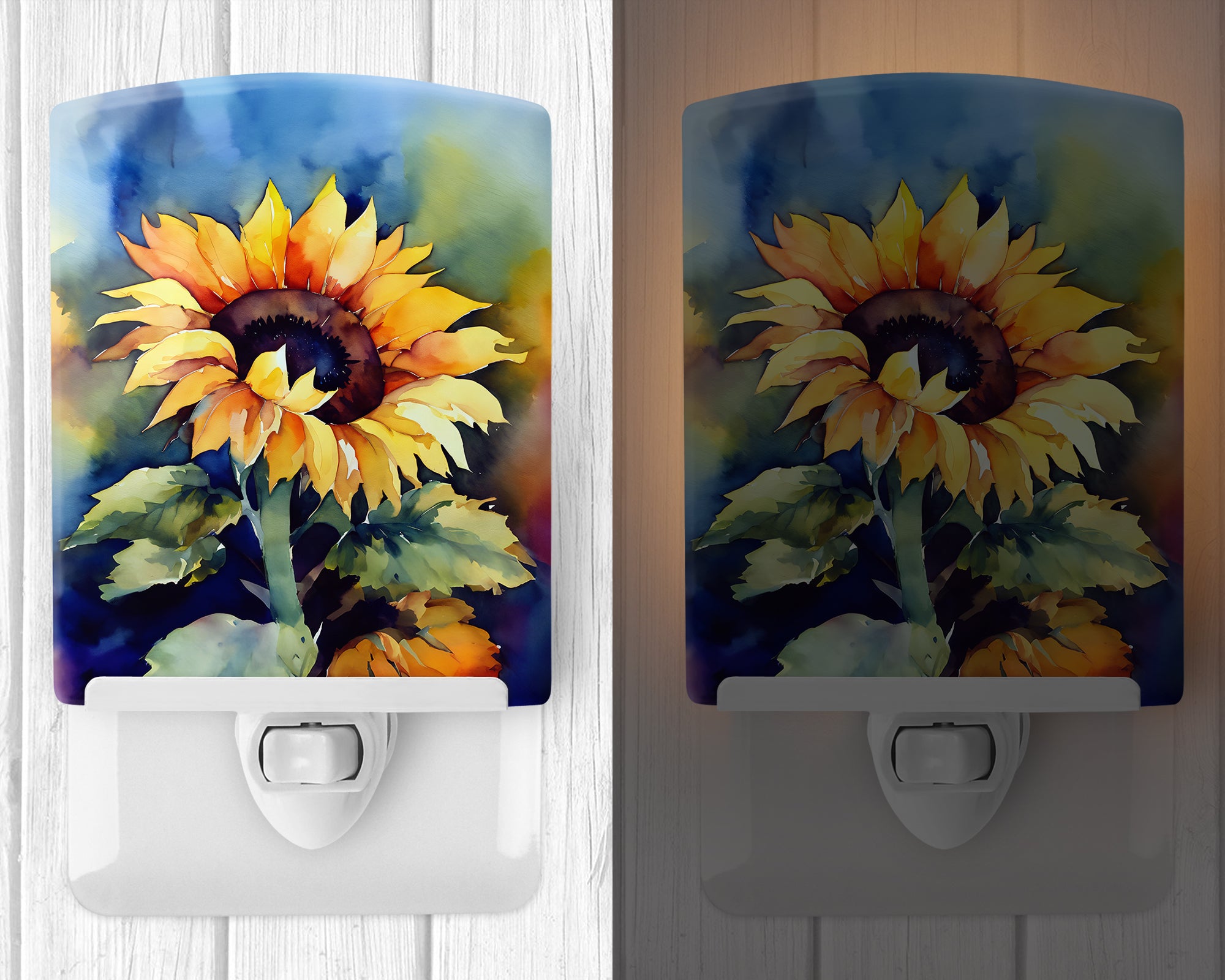 Buy this Sunflowers in Watercolor Ceramic Night Light