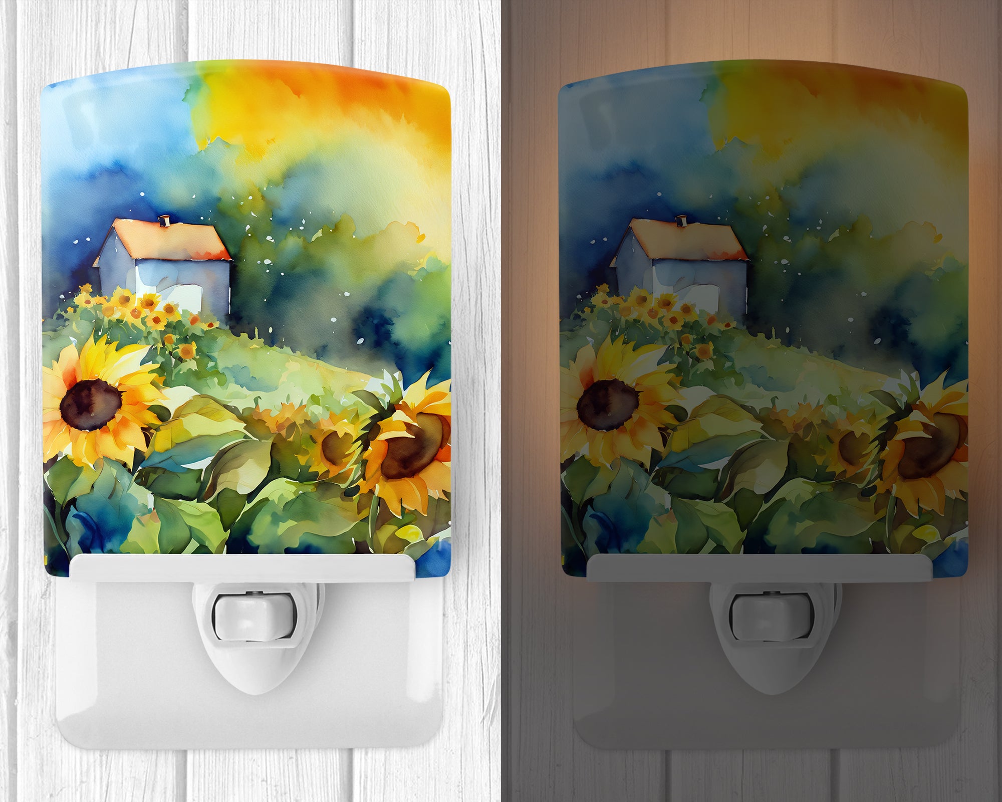 Buy this Sunflowers in Watercolor Ceramic Night Light