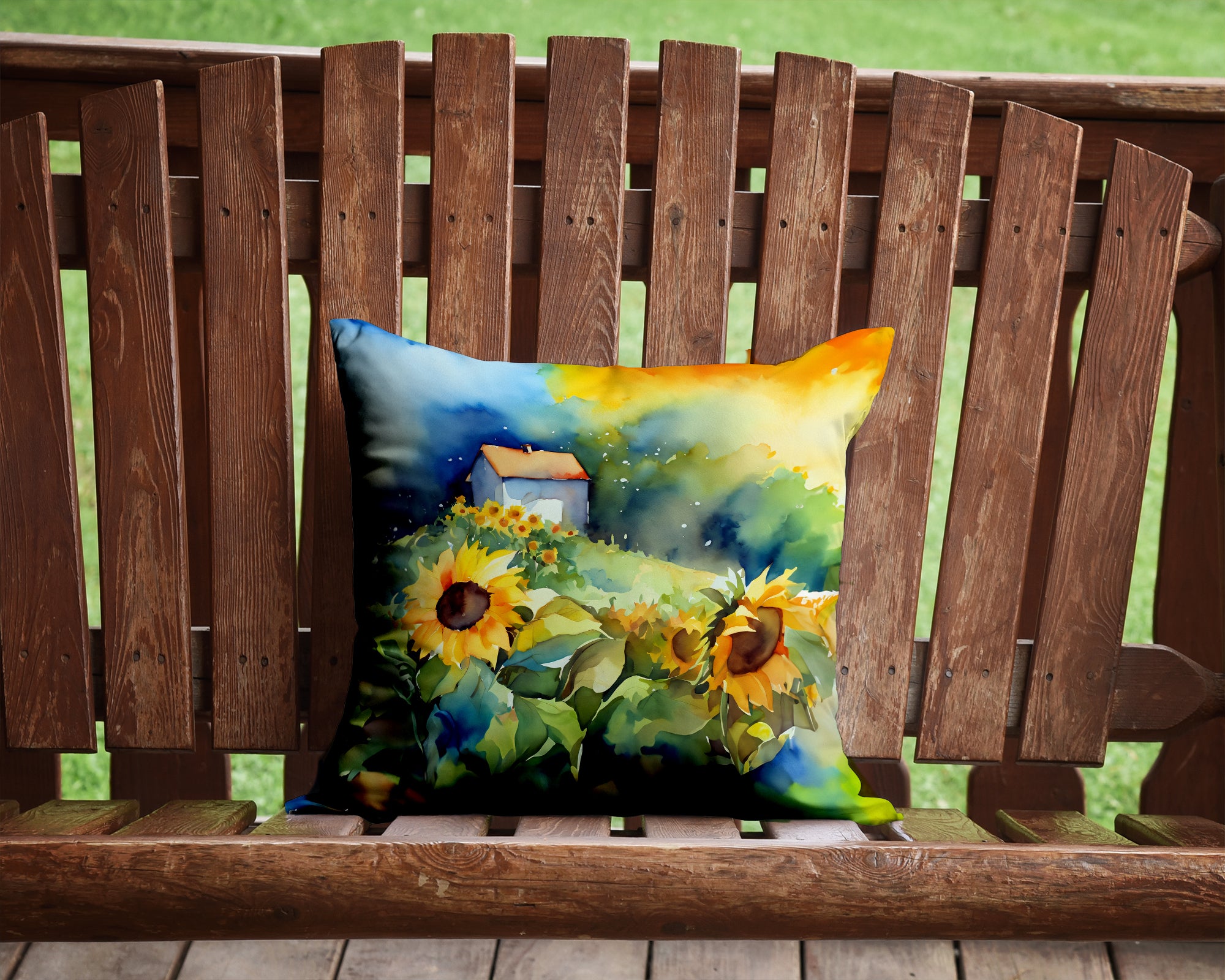 Sunflowers in Watercolor Throw Pillow