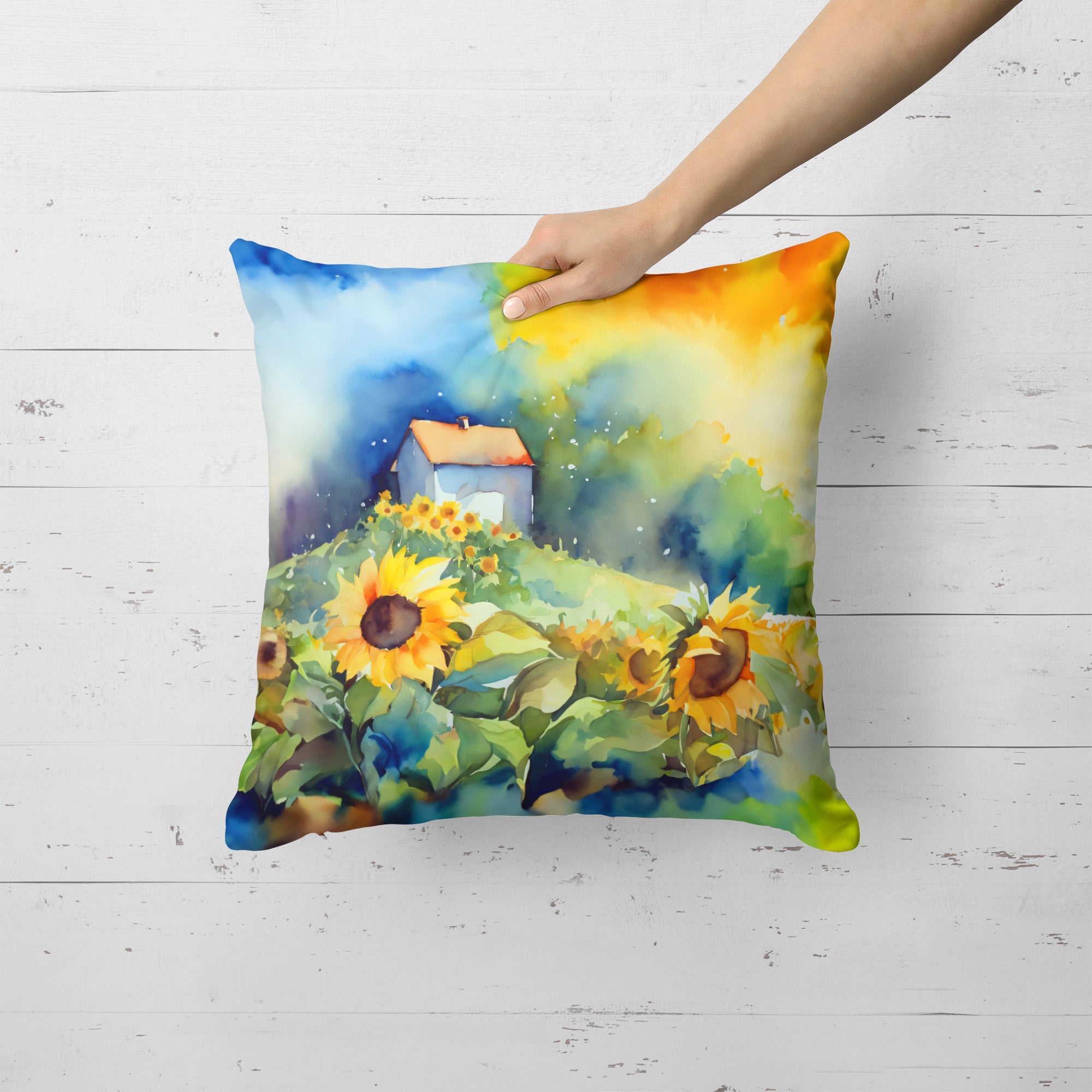 Buy this Sunflowers in Watercolor Throw Pillow