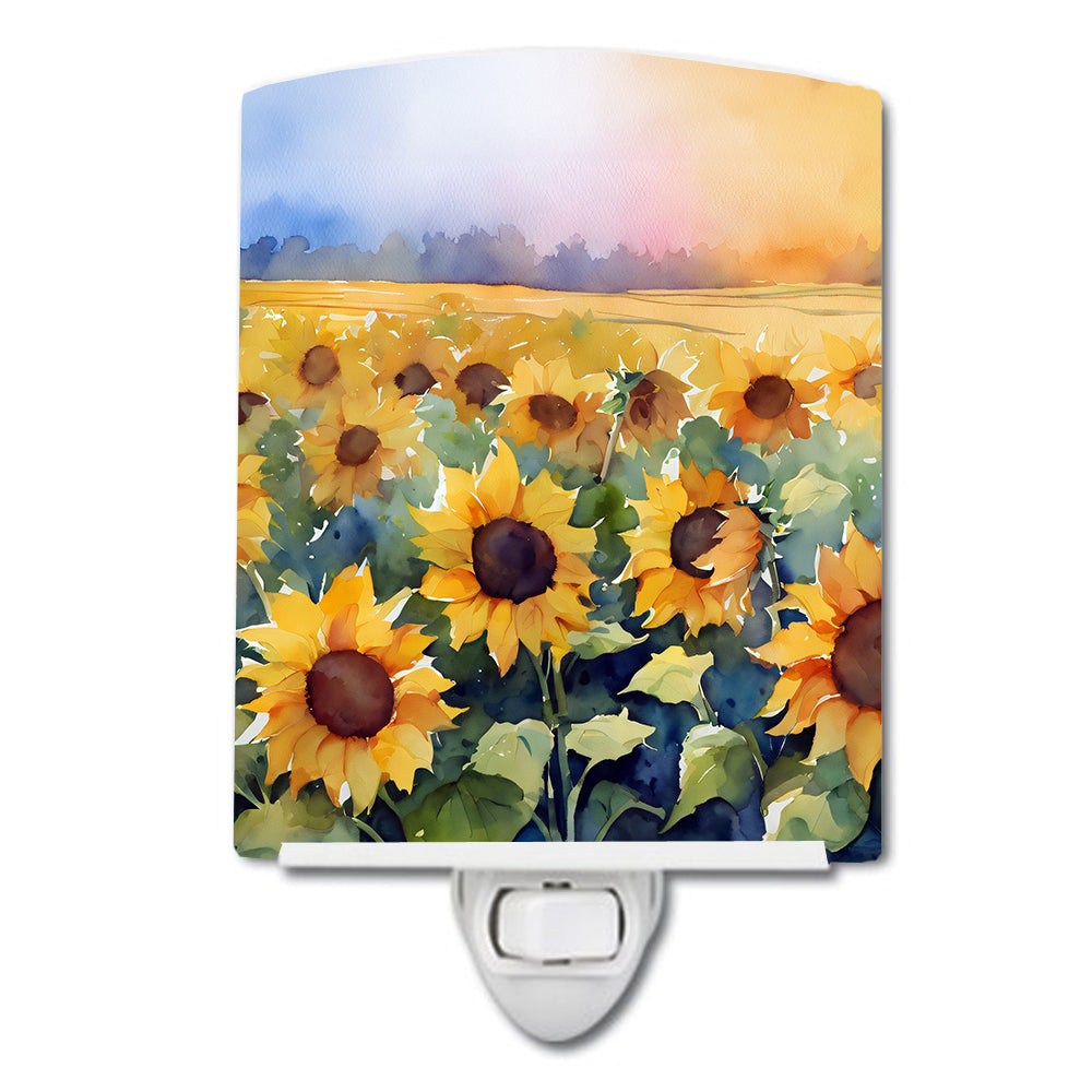 Buy this Sunflowers in Watercolor Ceramic Night Light