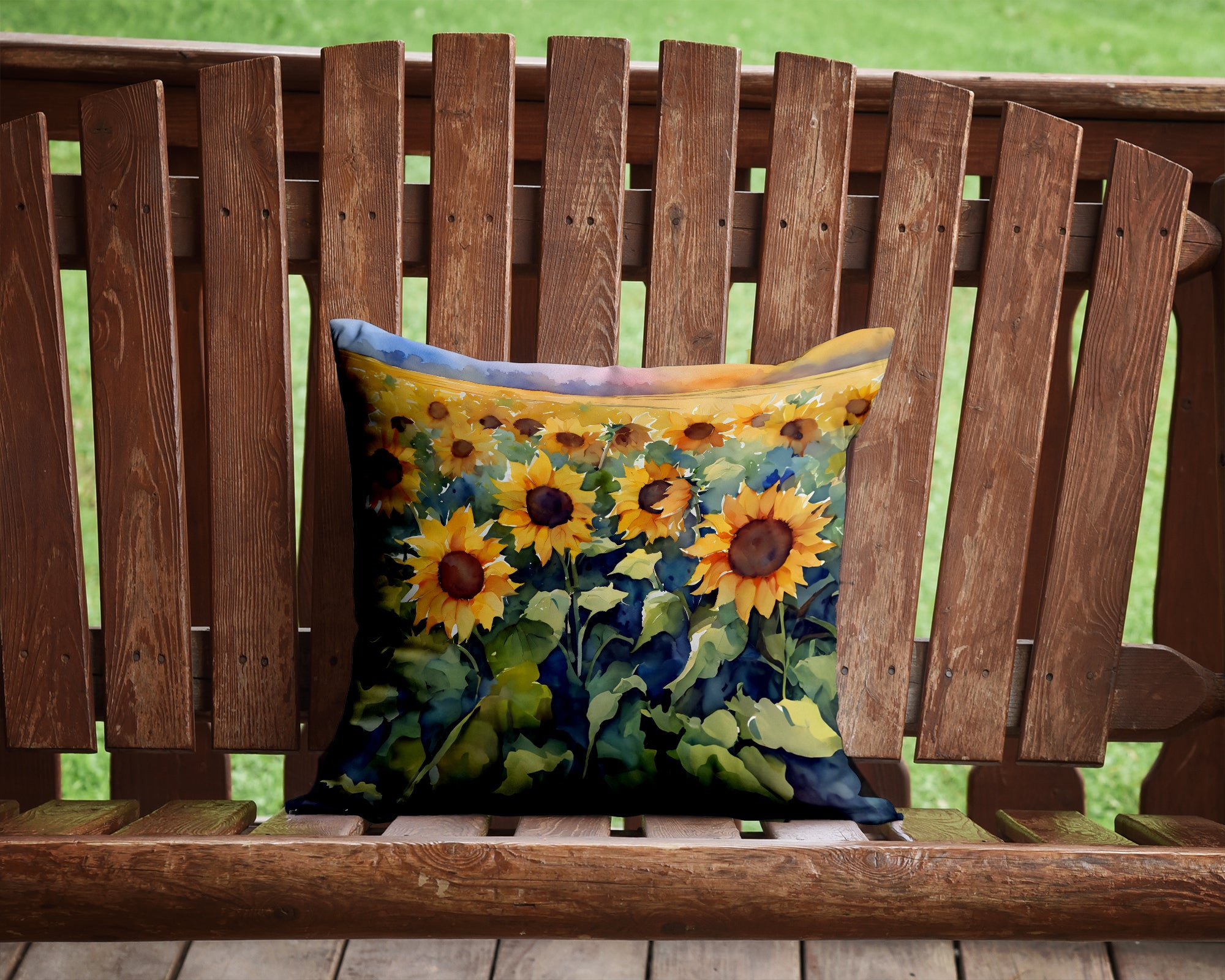 Sunflowers in Watercolor Throw Pillow