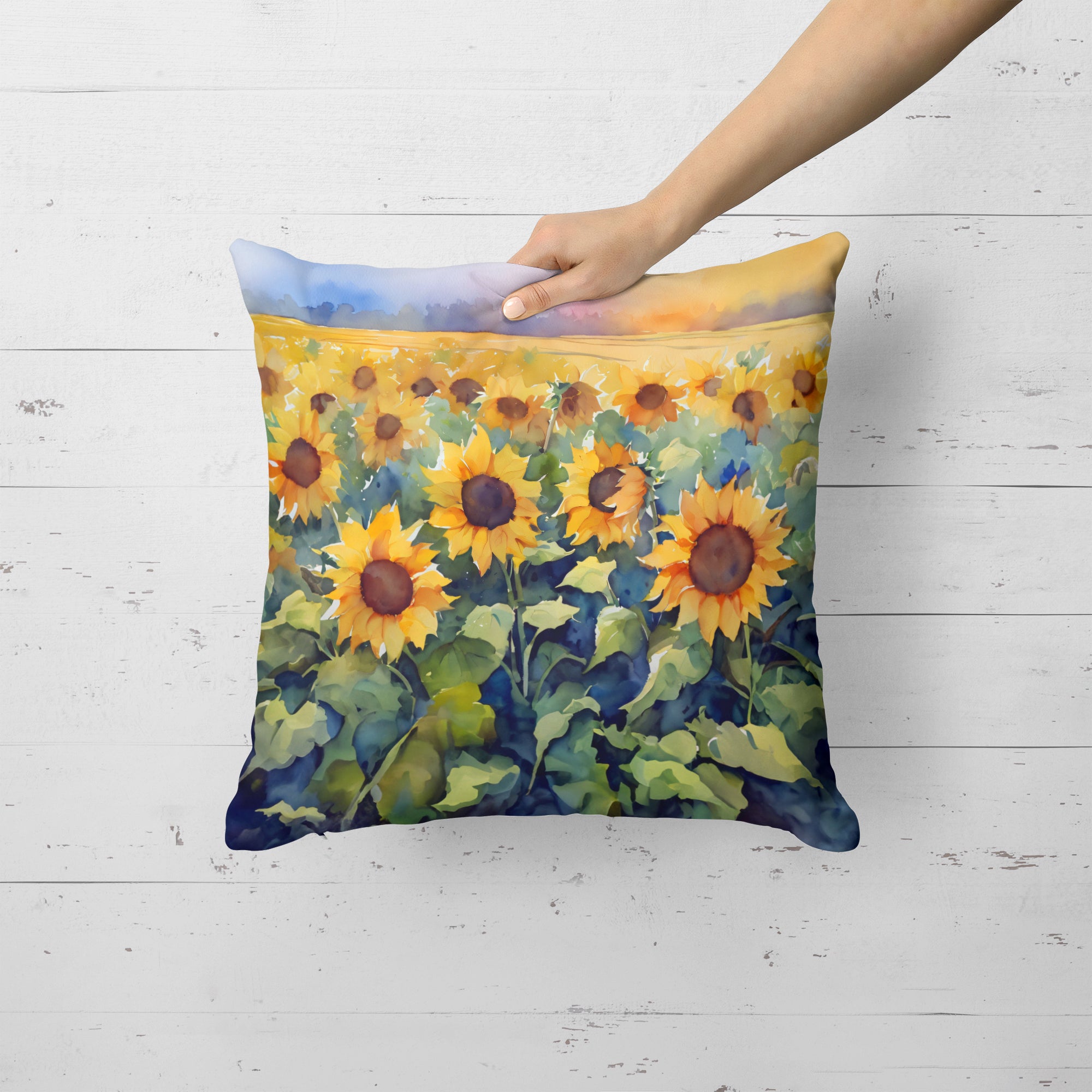 Buy this Sunflowers in Watercolor Throw Pillow