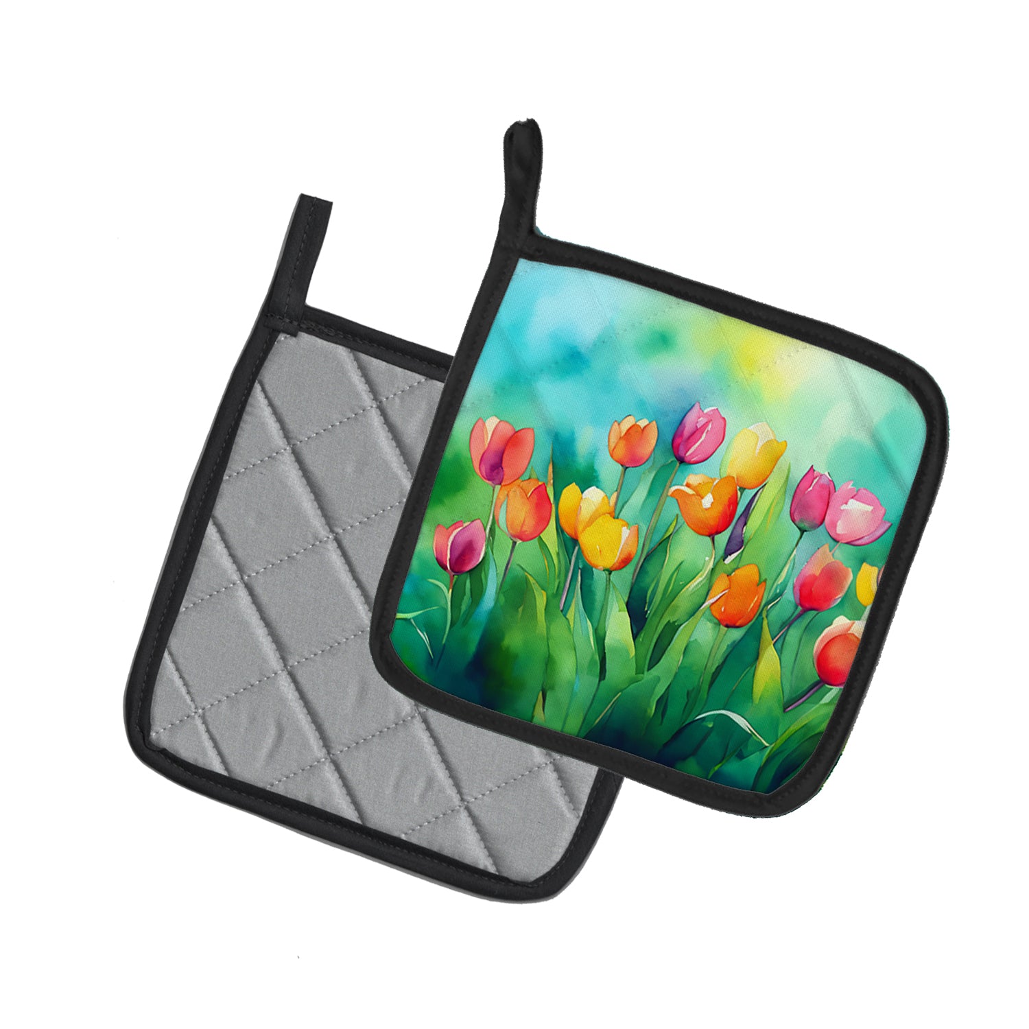 Buy this Tulips in Watercolor Pair of Pot Holders