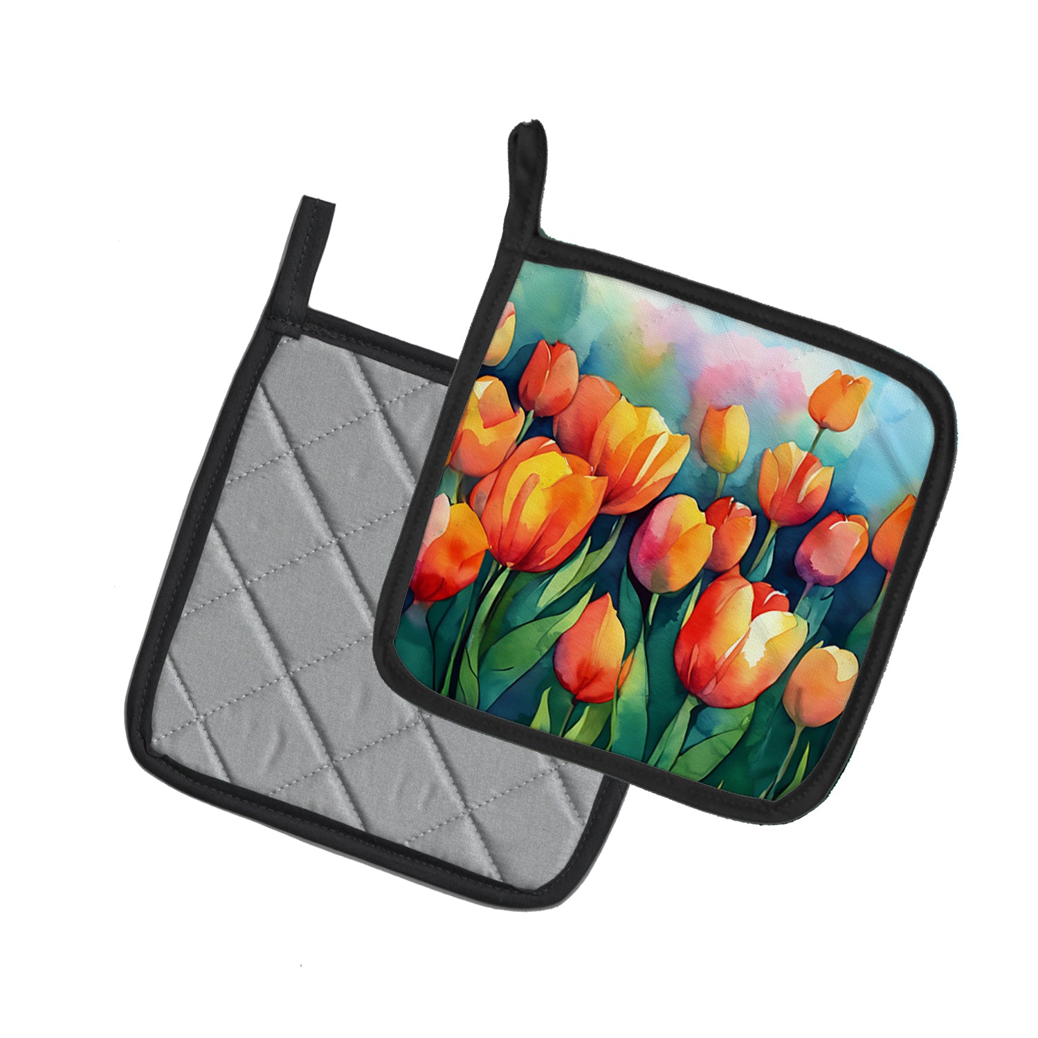 Buy this Tulips in Watercolor Pair of Pot Holders