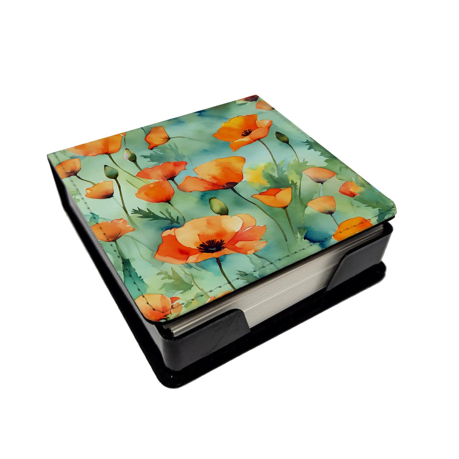 Buy this California California Poppies in Watercolor PU Leather Note Paper Holder