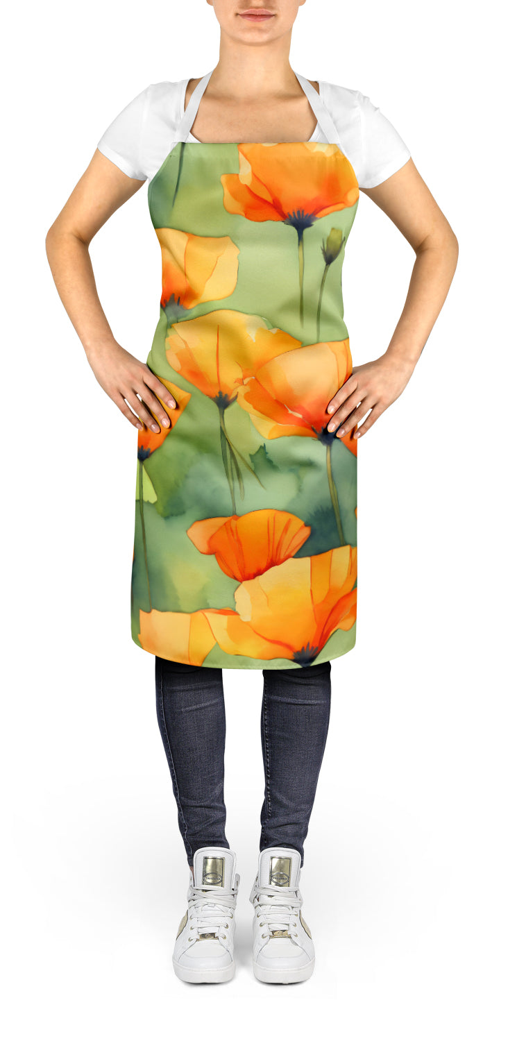 Buy this California California Poppies in Watercolor Apron