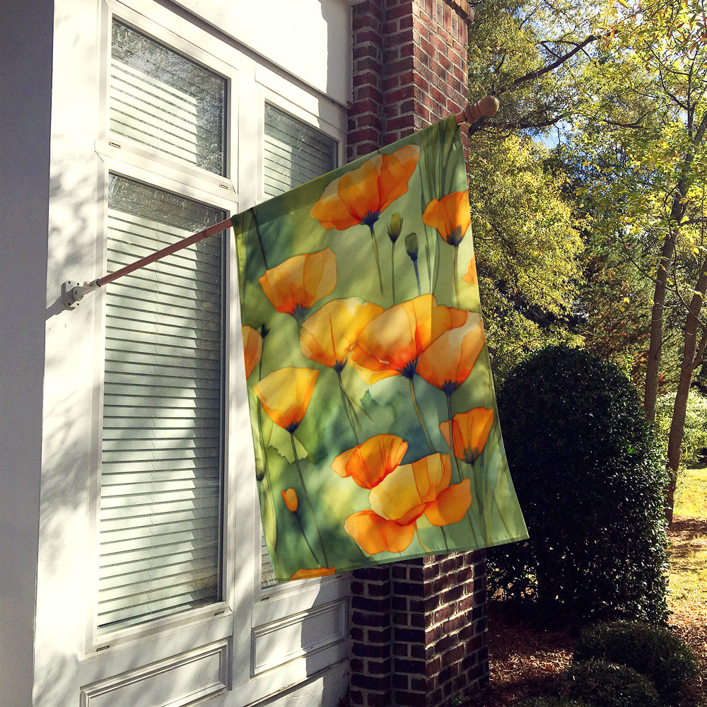 Buy this California California Poppies in Watercolor House Flag