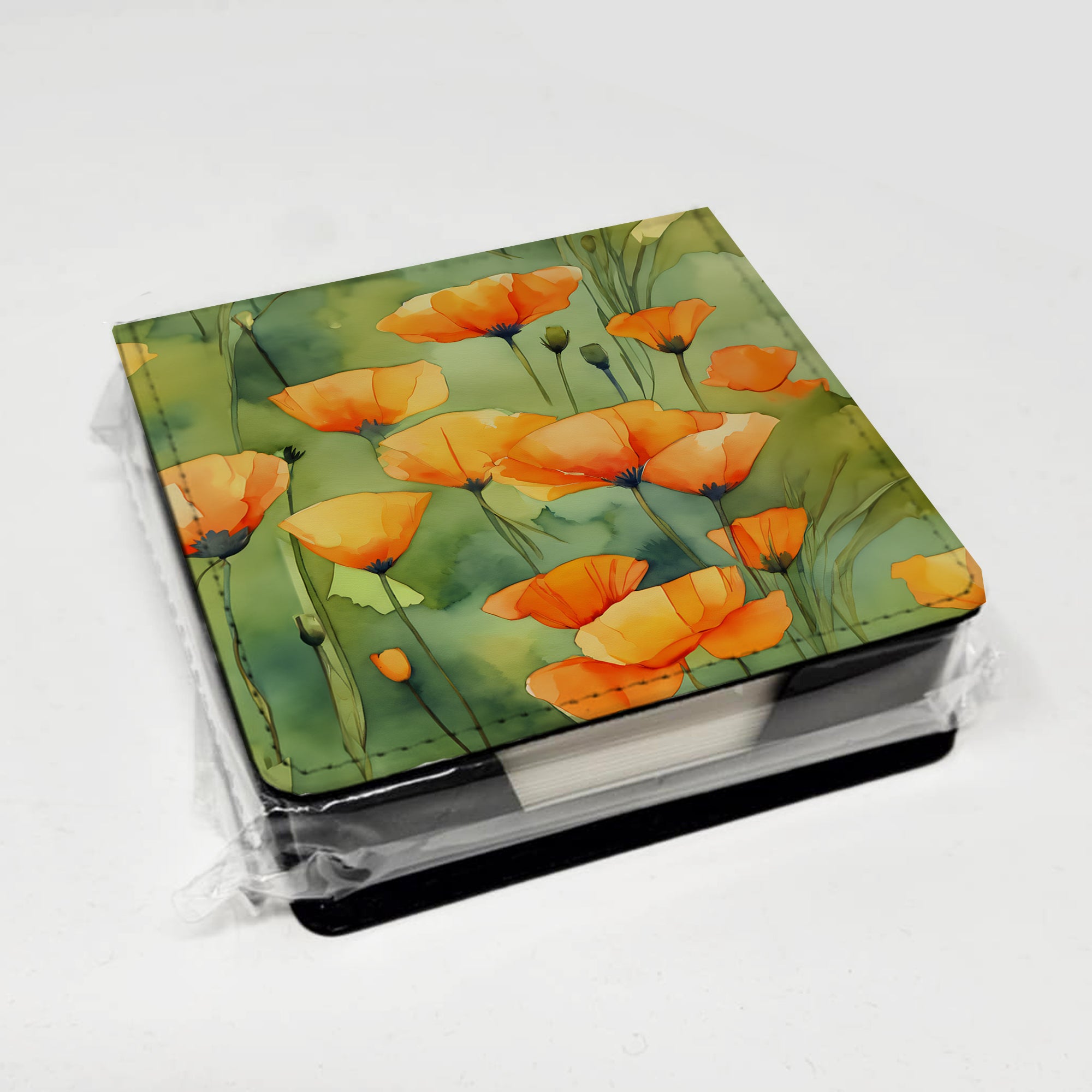 California California Poppies in Watercolor PU Leather Note Paper Holder