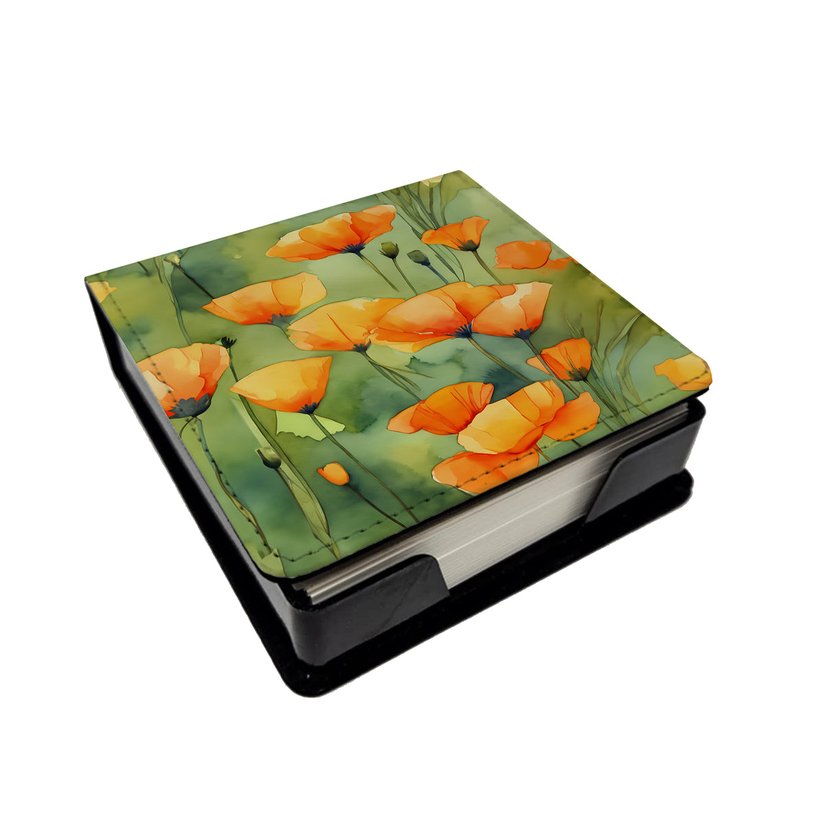 Buy this California California Poppies in Watercolor PU Leather Note Paper Holder