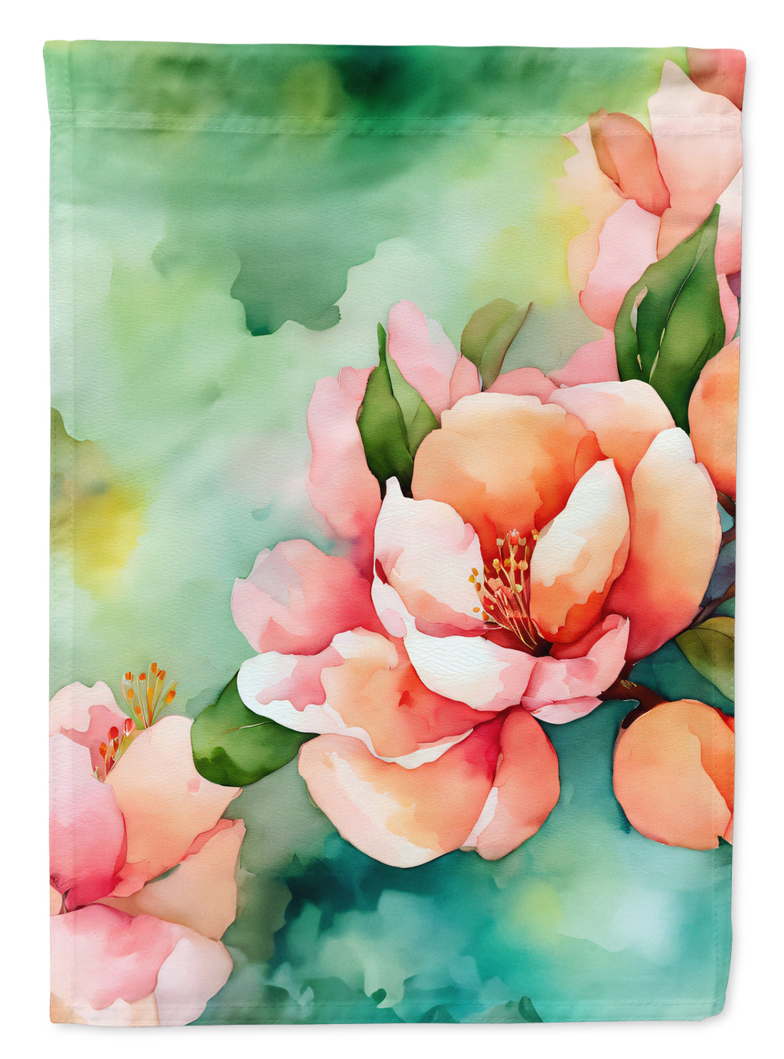 Buy this Delaware Peach Blossom in Watercolor House Flag