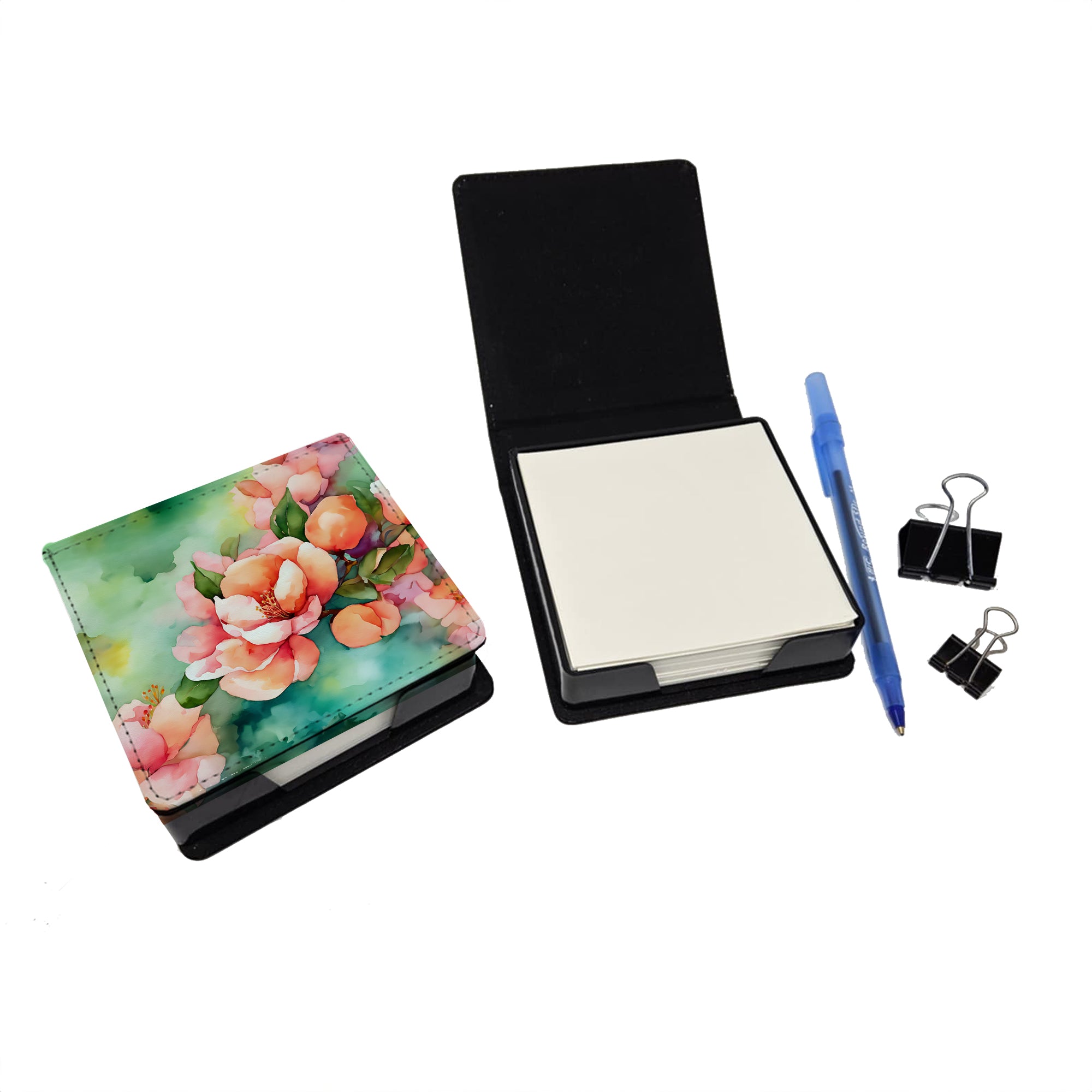 Buy this Delaware Peach Blossom in Watercolor PU Leather Note Paper Holder