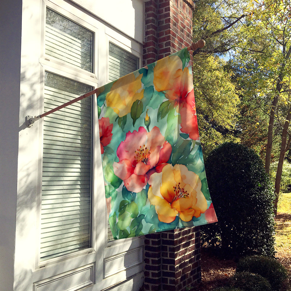 Georgia Cherokee Rose in Watercolor House Flag